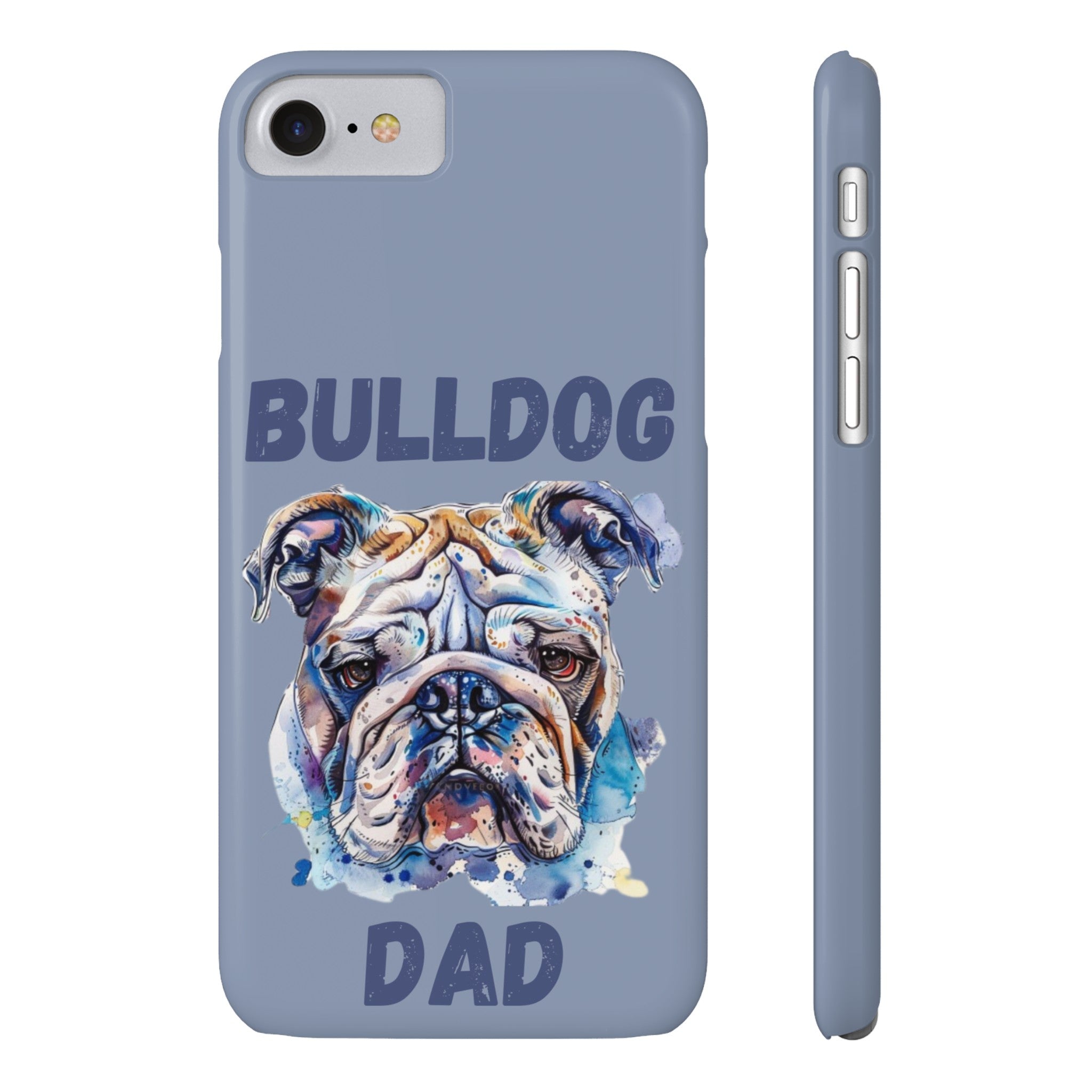 Bulldog Dad iPhone Cases (English/Watercolor)