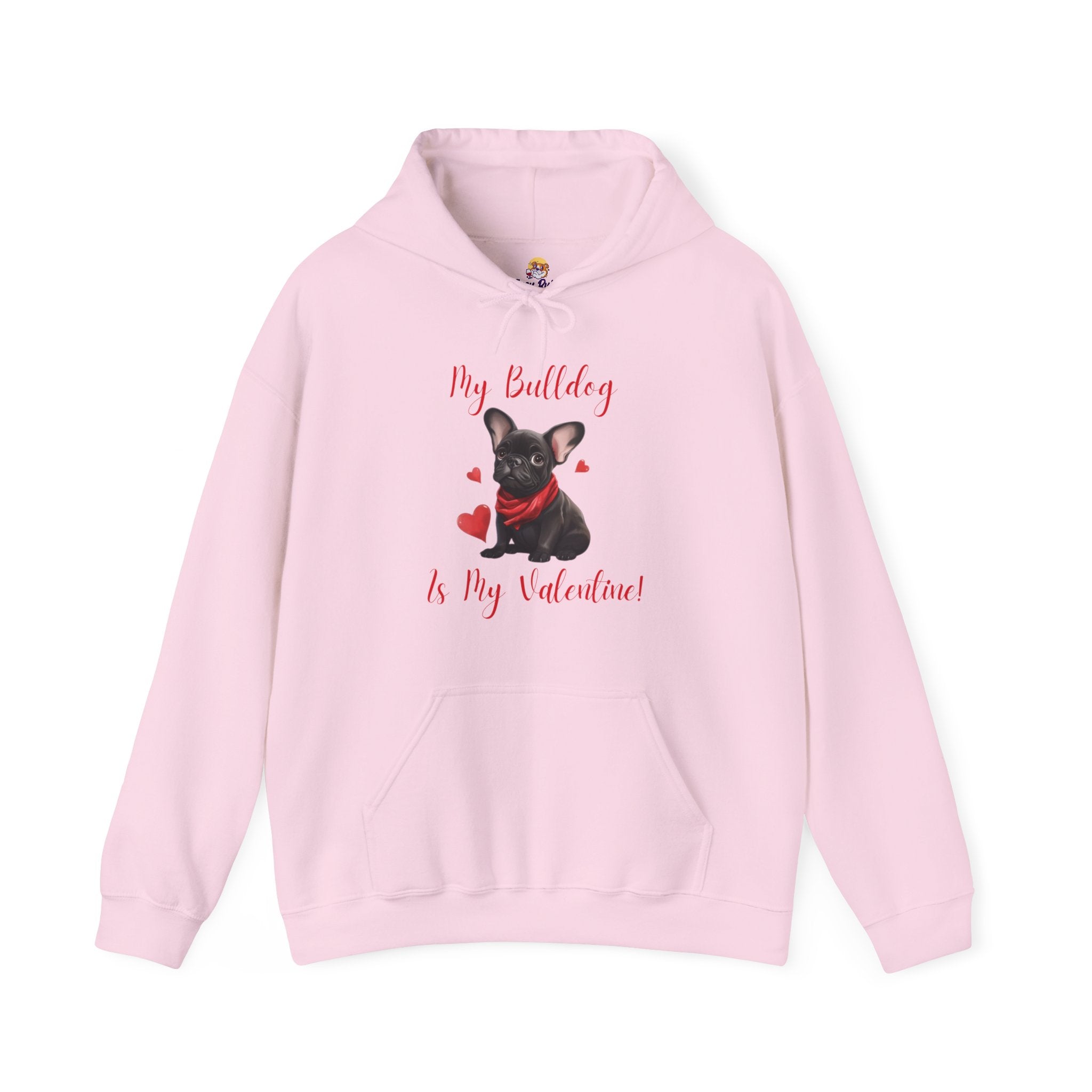 My Bulldog Is My Valentine" - Customizable Bulldog Valentine's Day Hoodie from Tipsy Bully (French/Black)