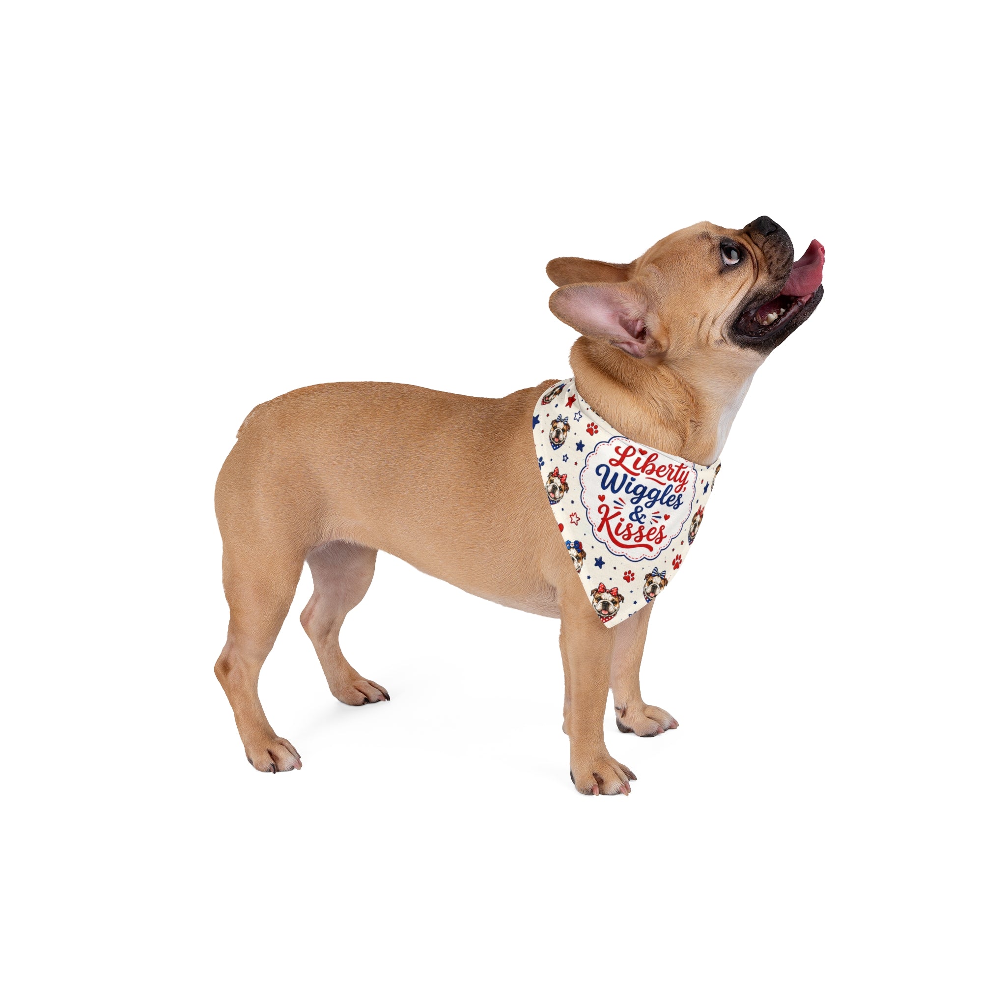Liberty, Wiggles & Kisses 4th of July Dog Bandana (English)