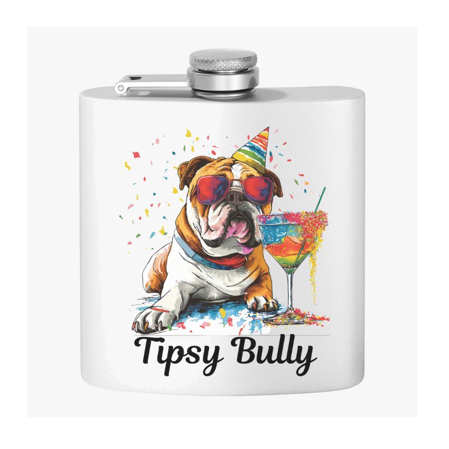 Tipsy Bully Stainless Steel Flask – Bulldog Edition (English/Tipsy Bully)