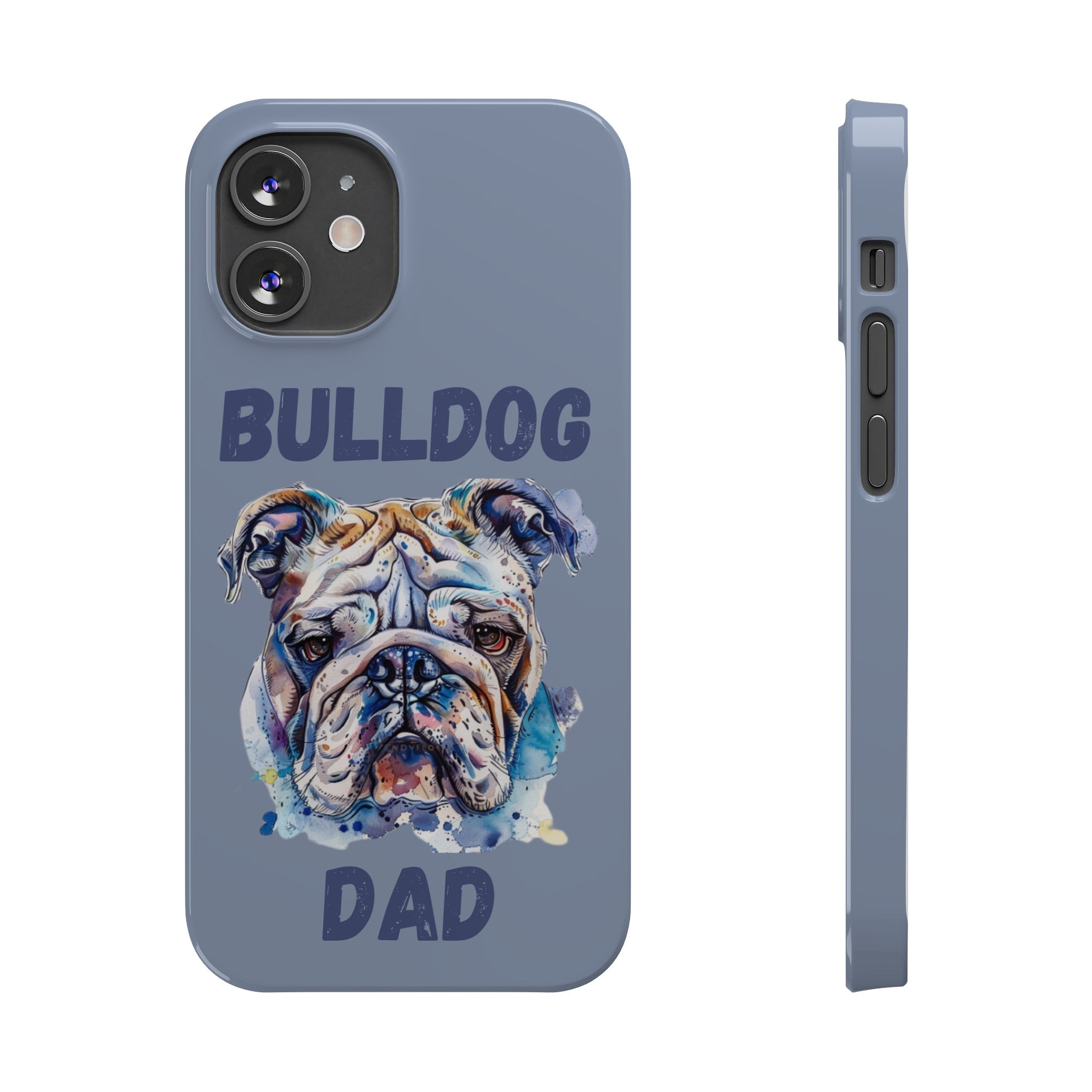 Bulldog Dad iPhone Cases (English/Watercolor)