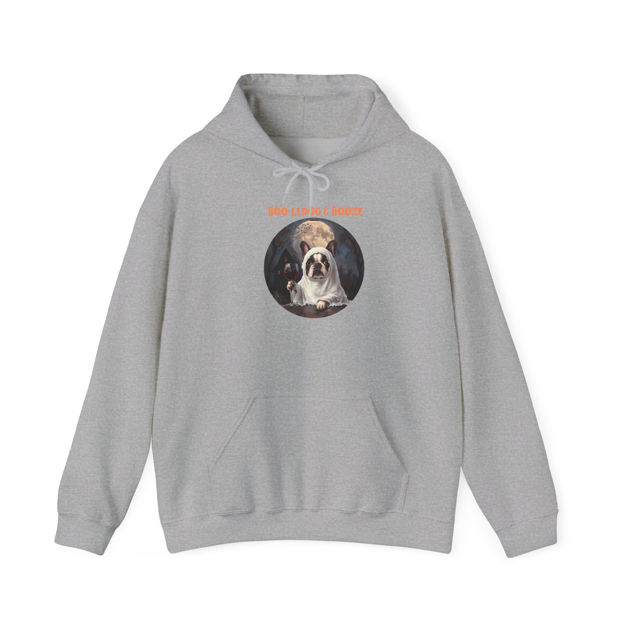 Boo-lldog & Booze Halloween Bulldog Hoodie (Black/French)