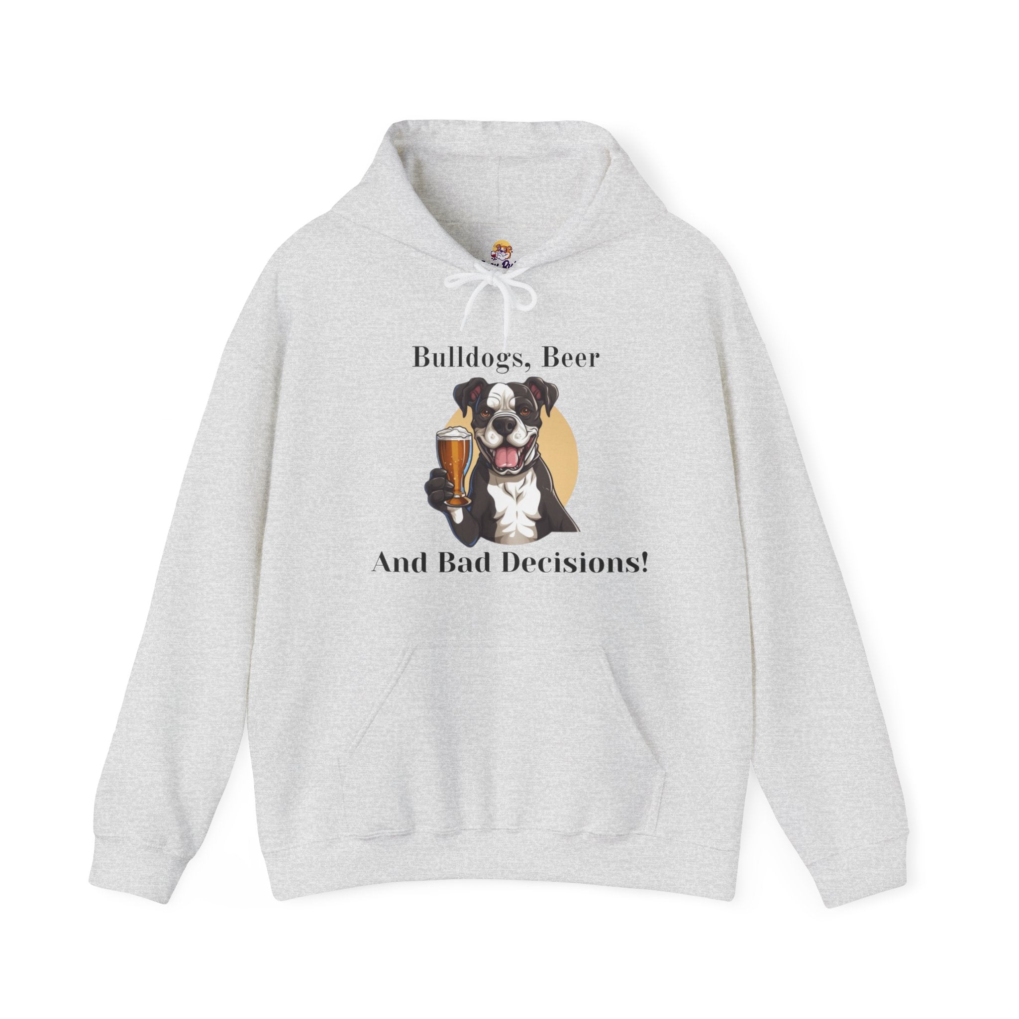 Bulldogs, Beer, and Bad Decisions" Hoodie - Your Go-To Gear for Mischievous Times! - English Bulldog mom gift | Tipsy Bully