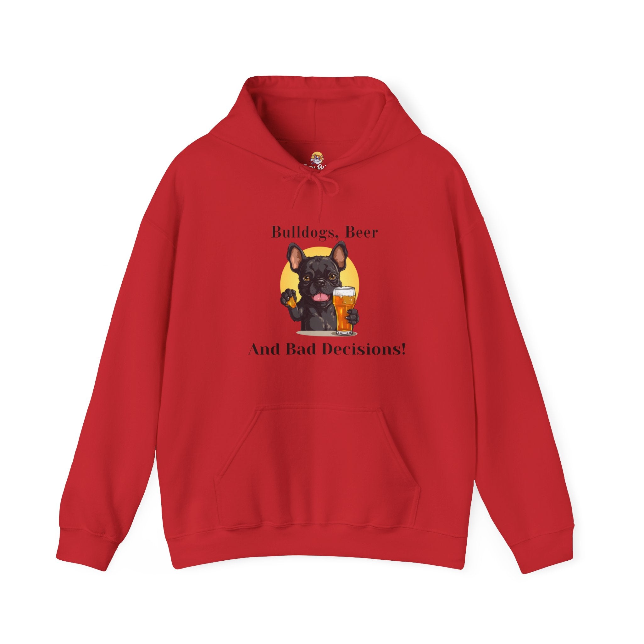 Bulldogs, Beer, and Bad Decisions" Hoodie - Your Go-To Gear for Mischievous Times! (French/Black)
