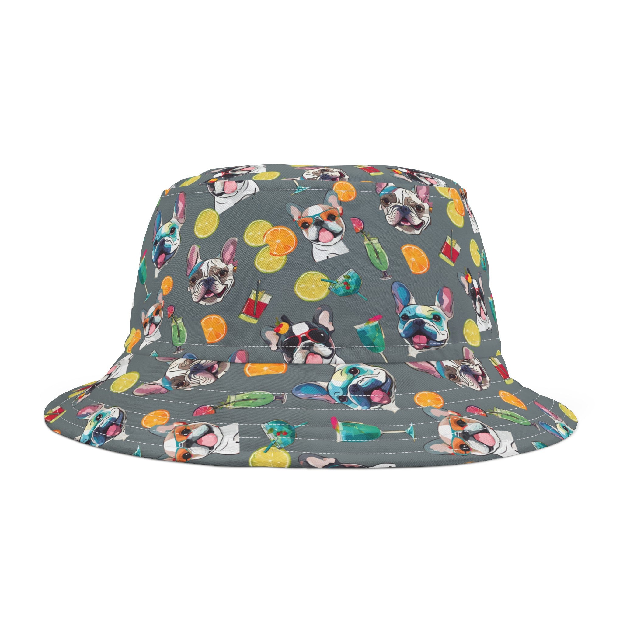 Tipsy Bully Unisex Summer Cocktail Bucket Hat (French/Grey)