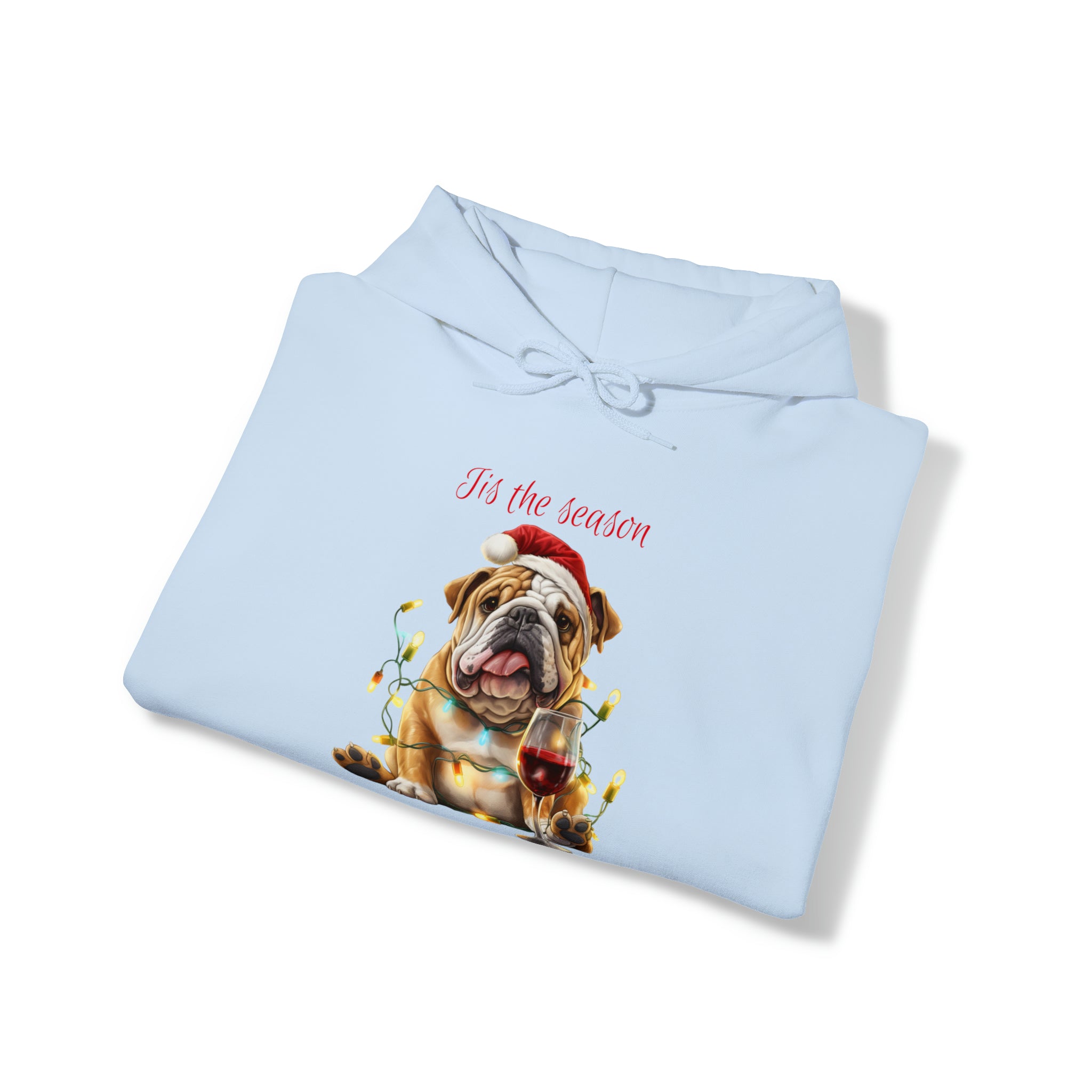 English Bulldog Xmas Hoodie - Tis the Season to be Tipsy