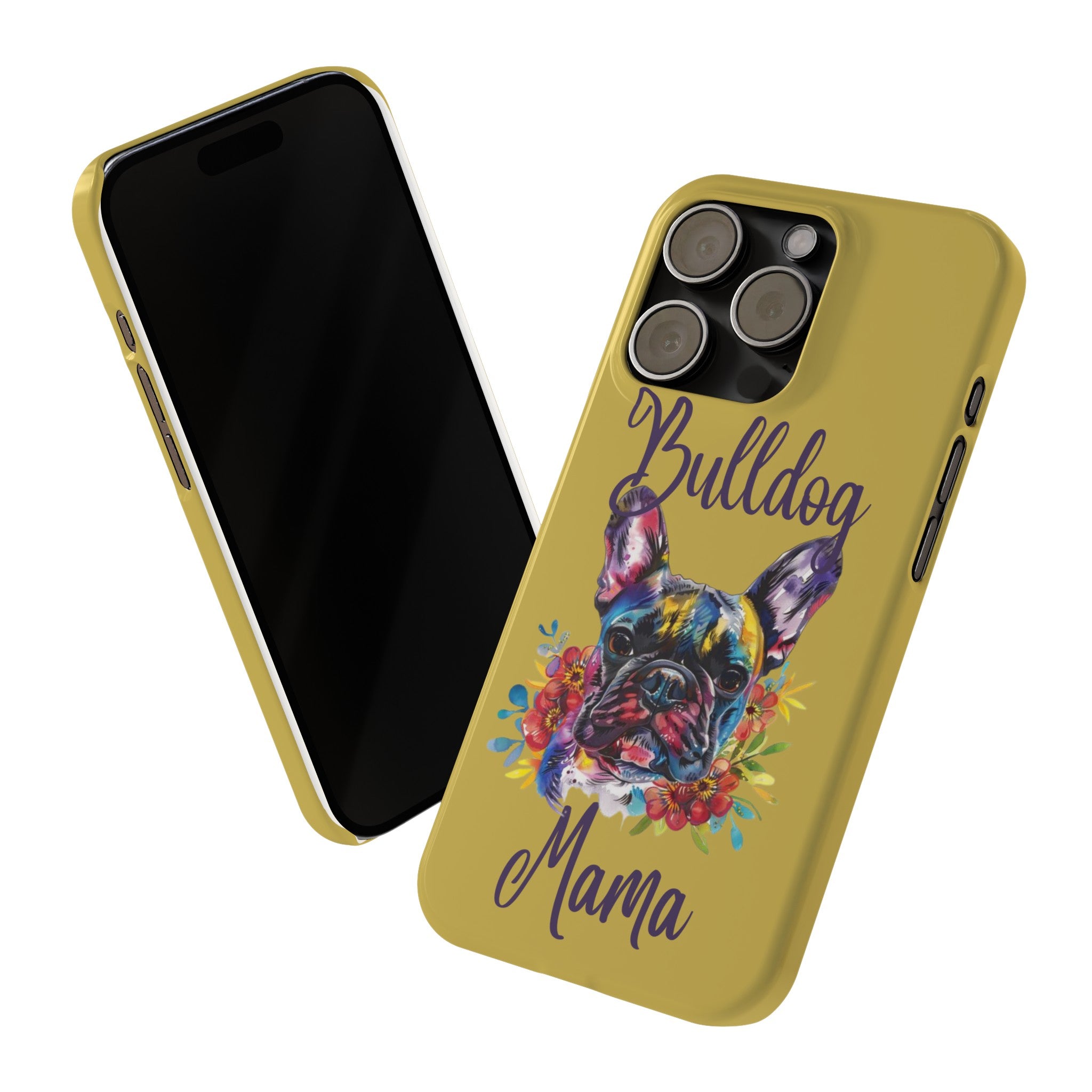Bulldog Mama iPhone Cases (French/Lime)