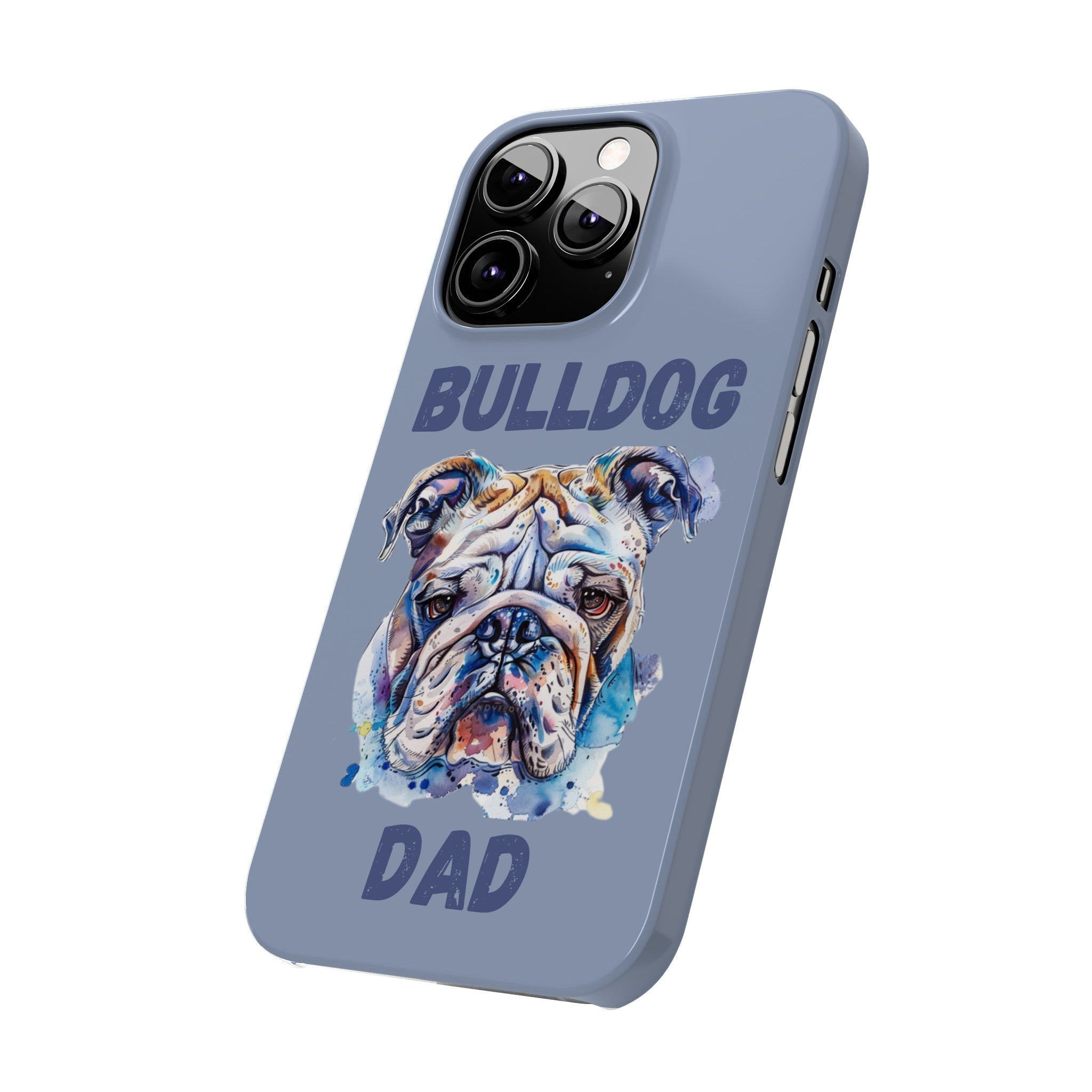Bulldog Dad iPhone Cases (English/Watercolor)