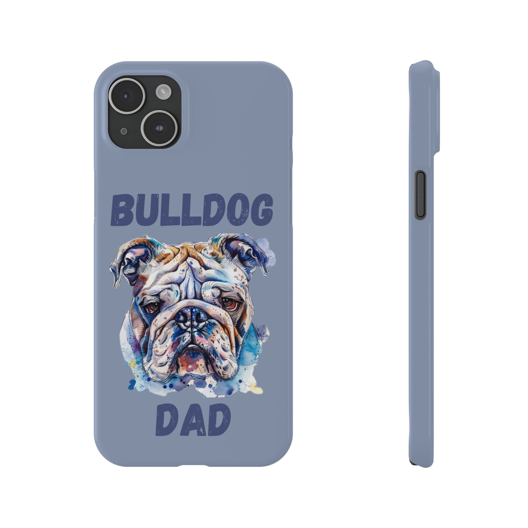 Bulldog Dad iPhone Cases (English/Watercolor)