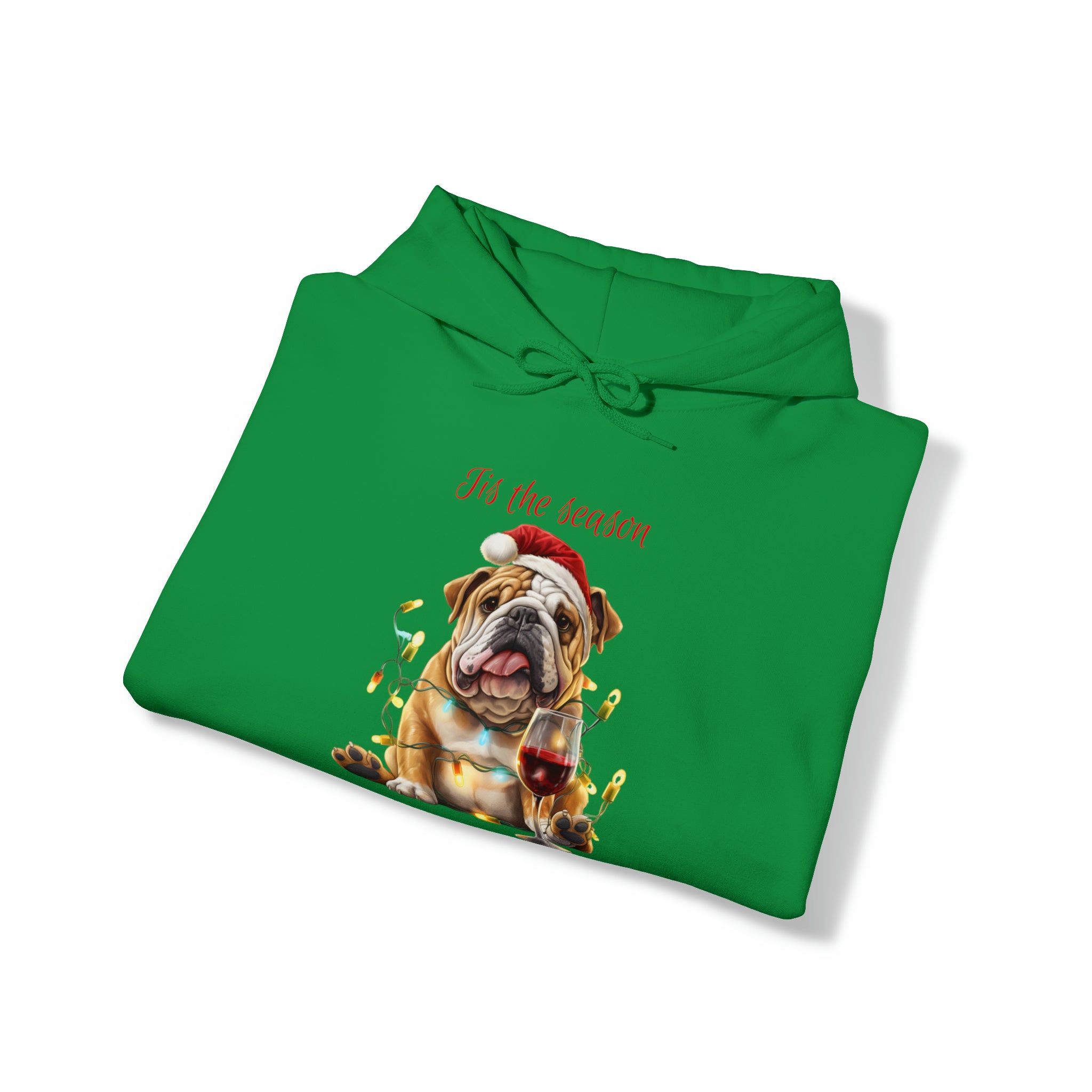 English Bulldog Xmas Hoodie - Tis the Season to be Tipsy