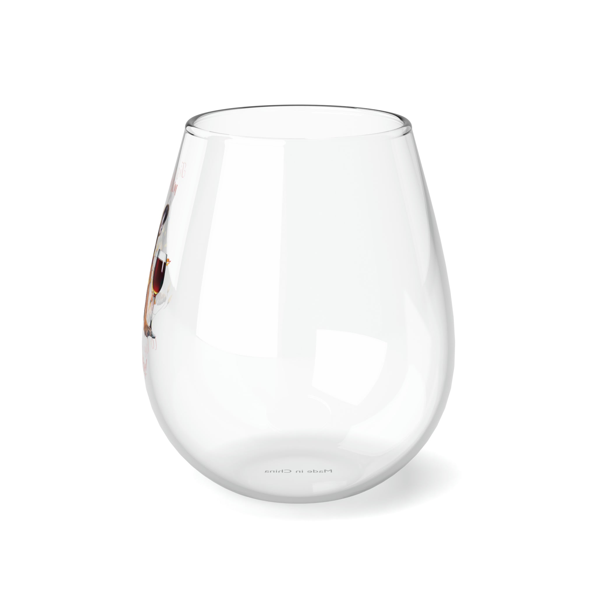 "Tis the Season to Be Tipsy!" Stemless Wine Glass - French Bulldog
