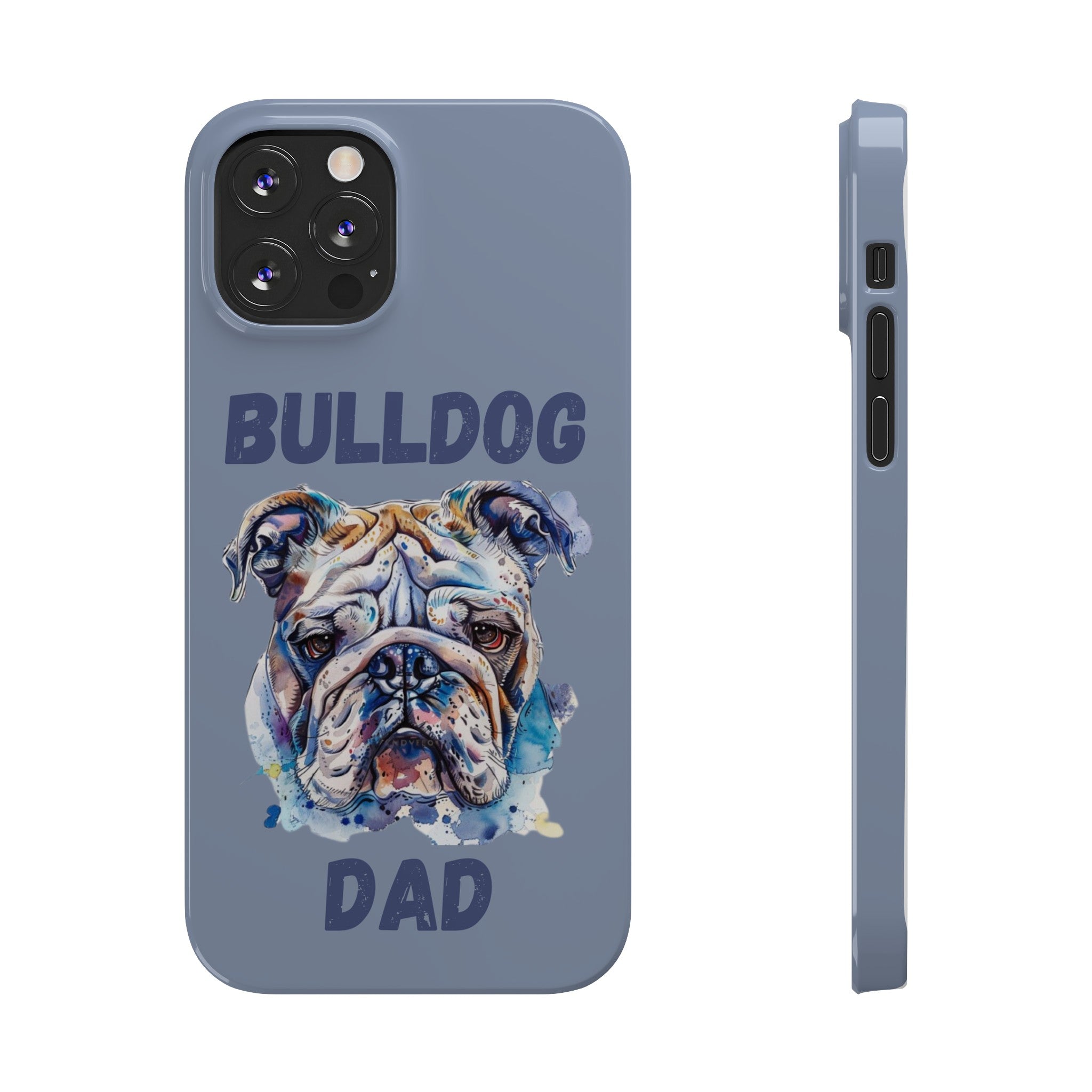 Bulldog Dad iPhone Cases (English/Watercolor)