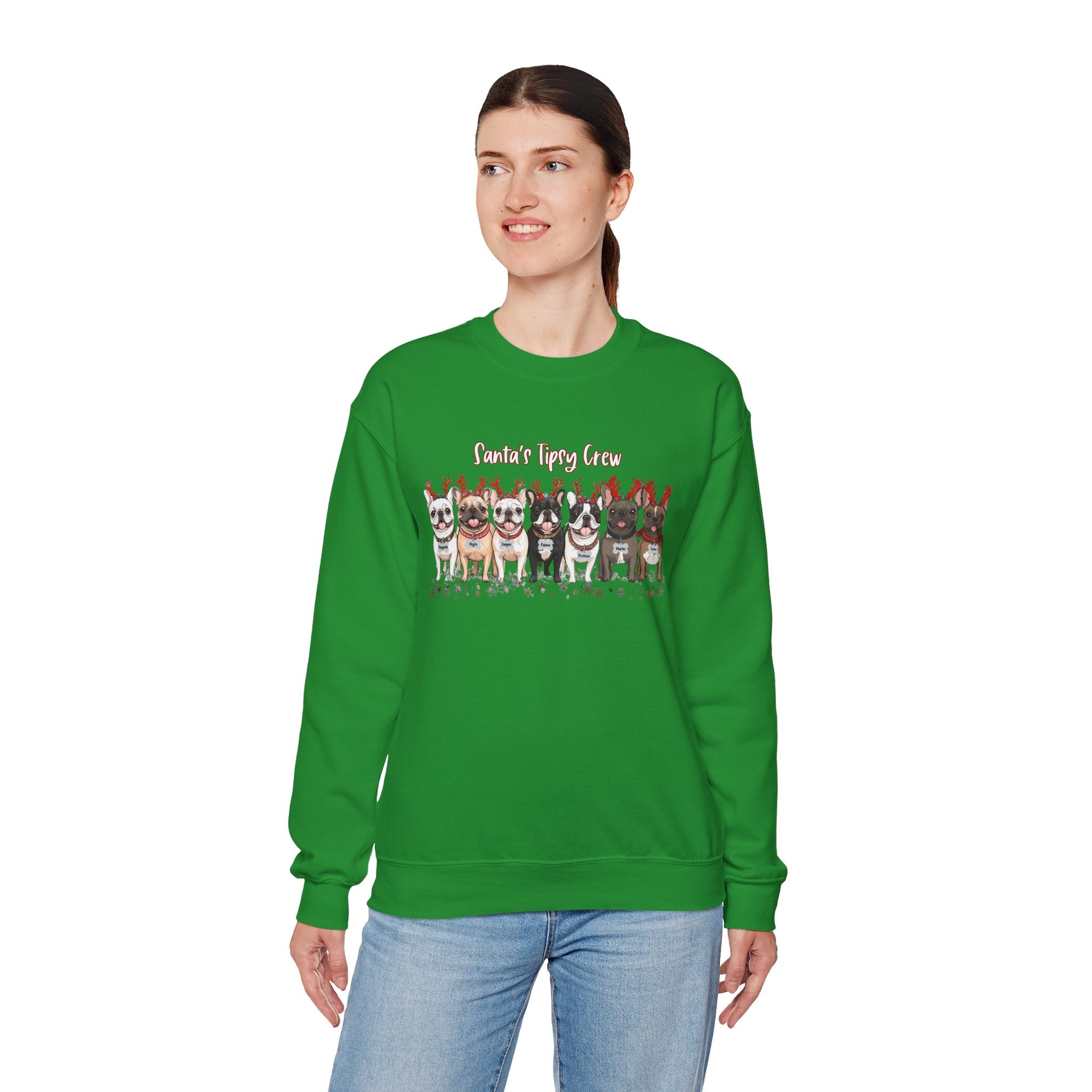 “Santa’s Tipsy Crew” Christmas Crewneck Sweatshirt - Unisex option 10 - French Bulldog mom sweatshirt | Tipsy Bully