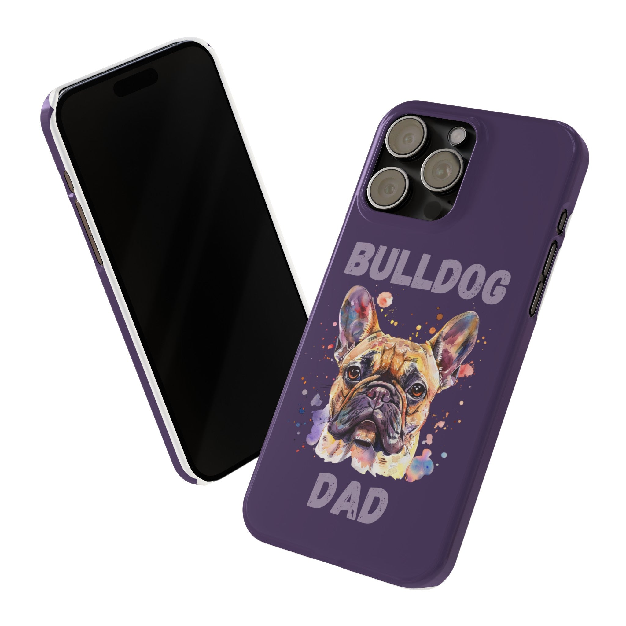 Bulldog Dad iPhone Cases (French/Purple)