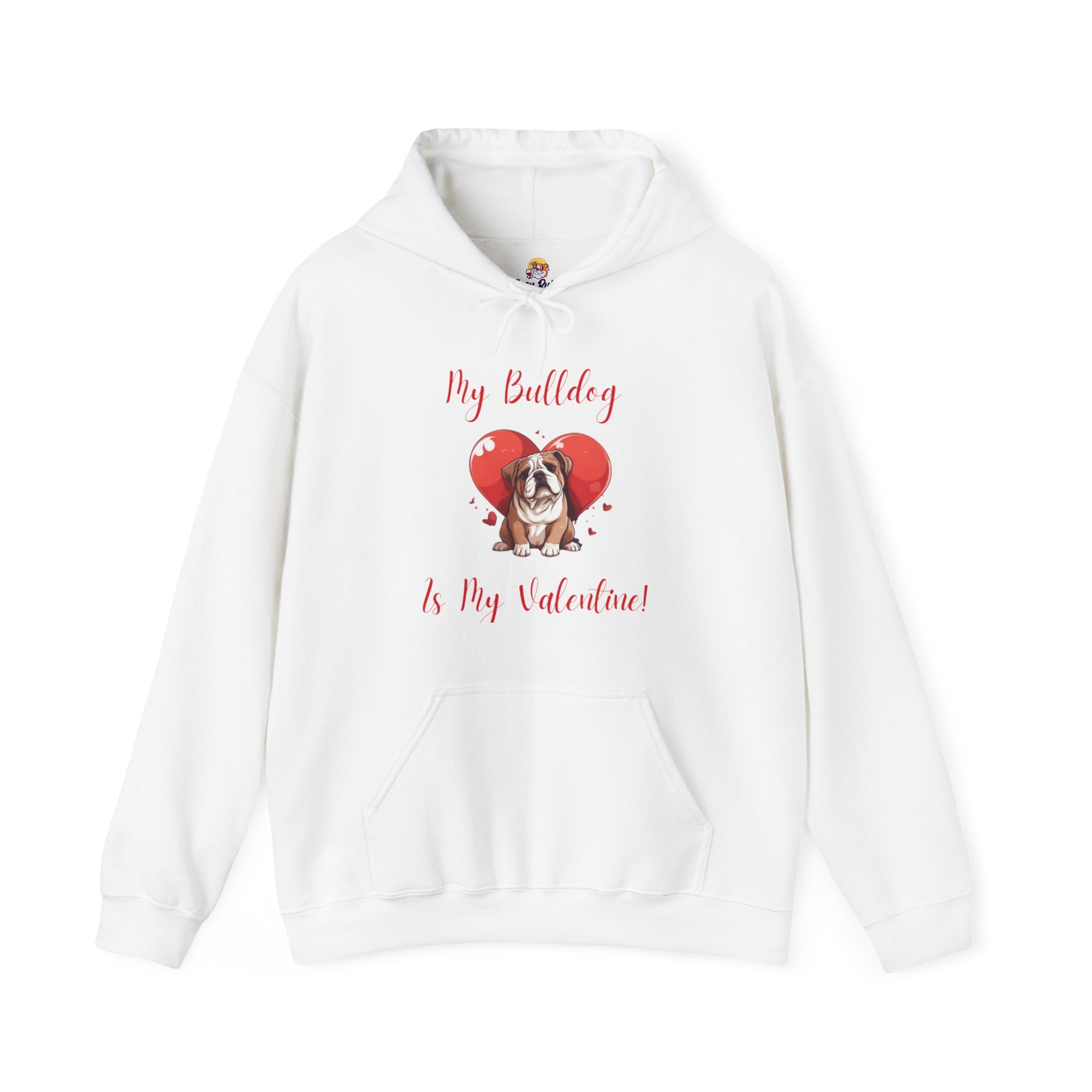 My Bulldog Is My Valentine" - Customizable Bulldog Valentine's Day Hoodie from Tipsy Bully (English/Brown)