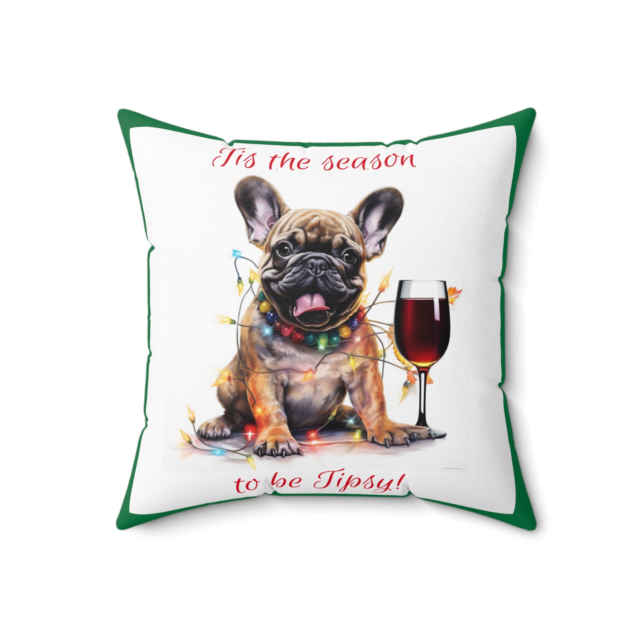 Tipsy Bully Holiday Pillow (Brown French-Tis the Season-Green)