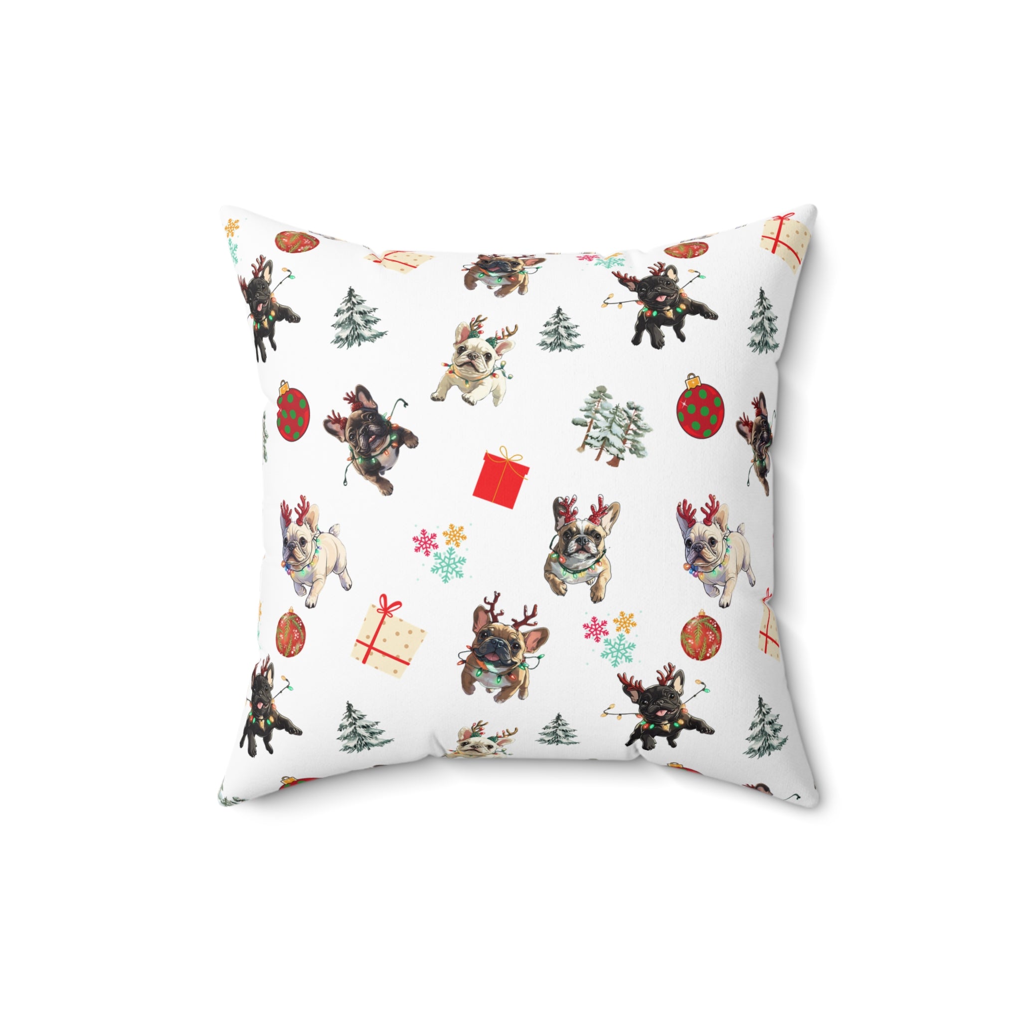 “Tipsy Bulldogs” Christmas pillow (French)