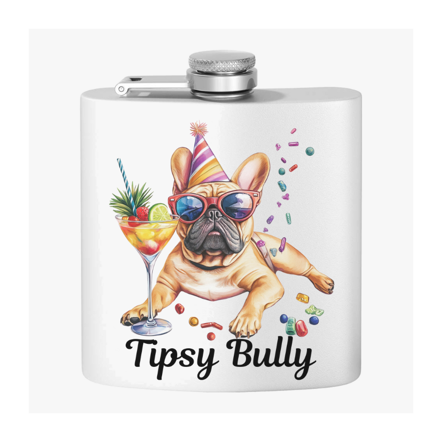 Tipsy Bully Stainless Steel Flask – Bulldog Edition (French/Tipsy Bully)