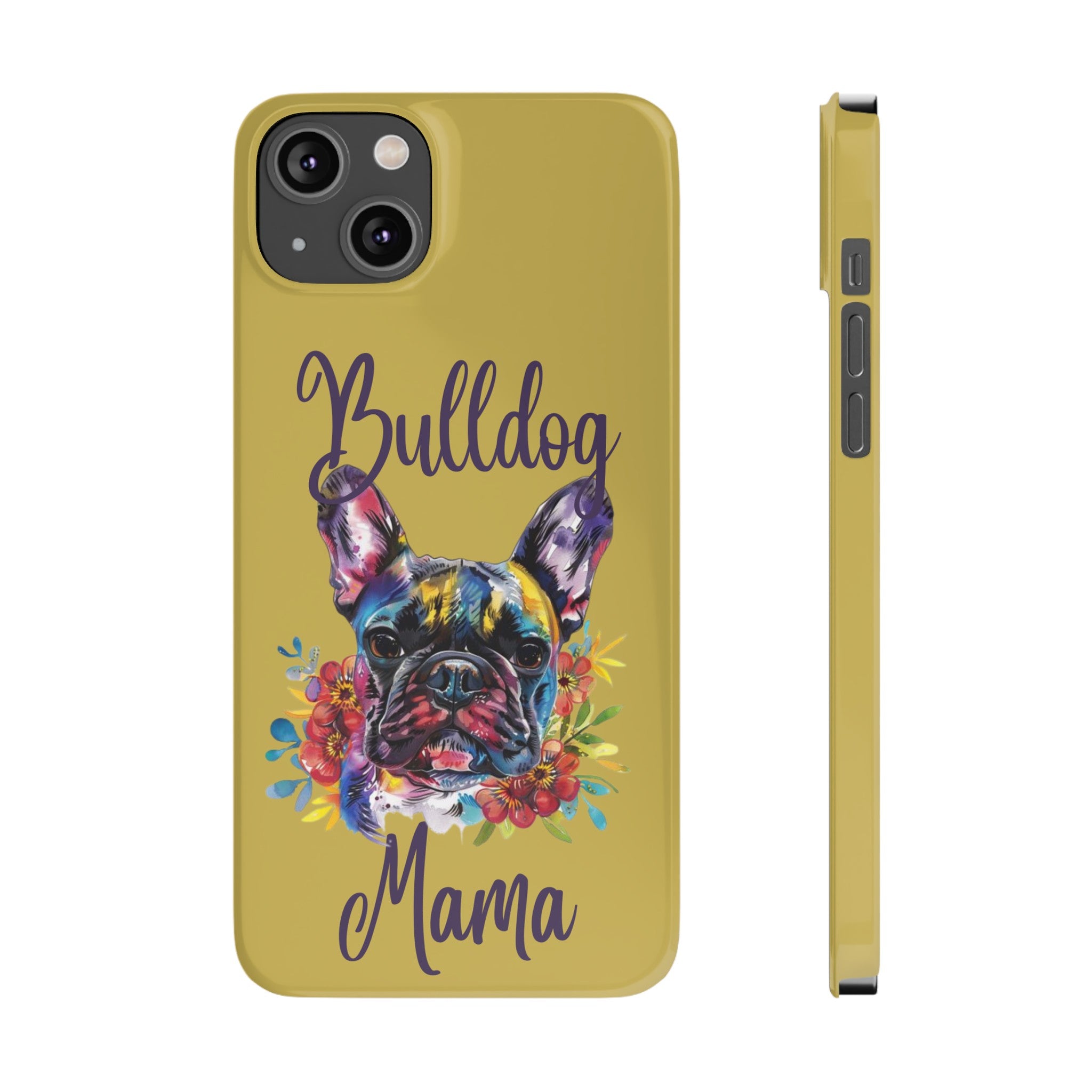 Bulldog Mama iPhone Cases (French/Lime)