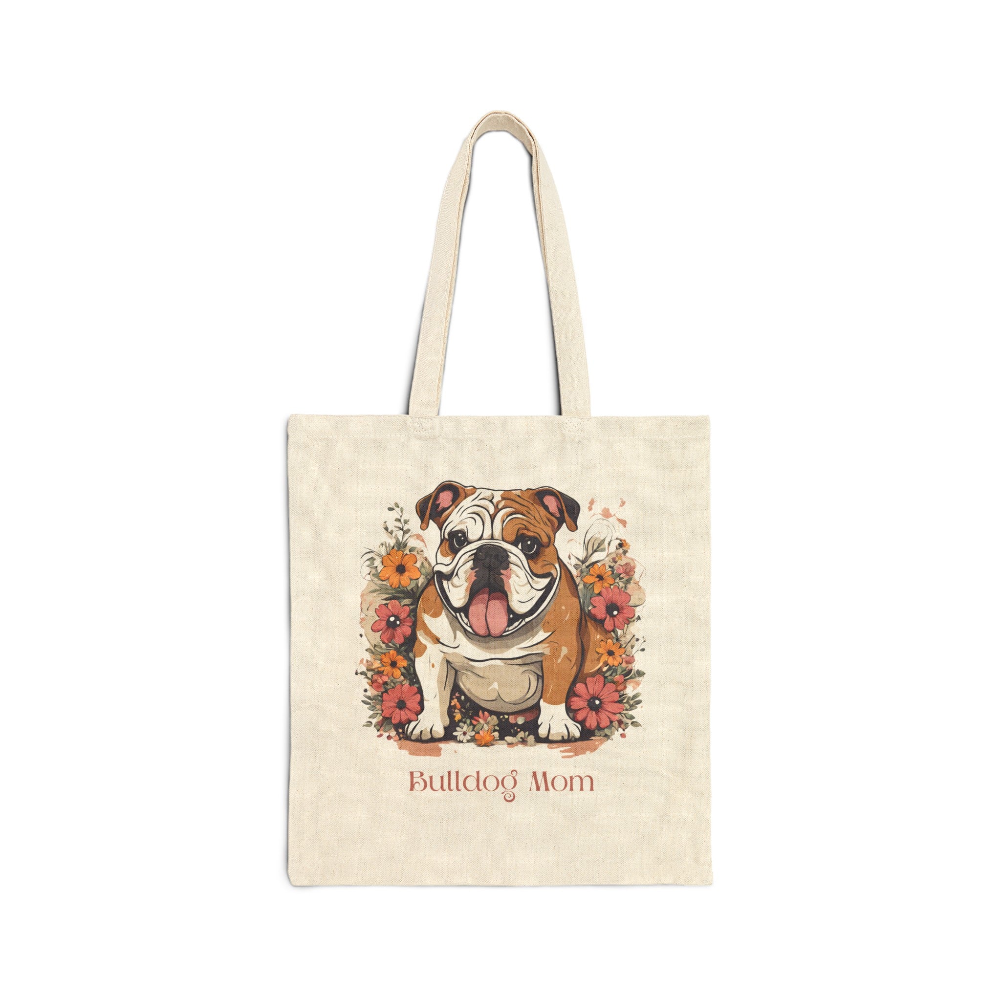 Bulldog Mom Canvas Tote (English/Brown)