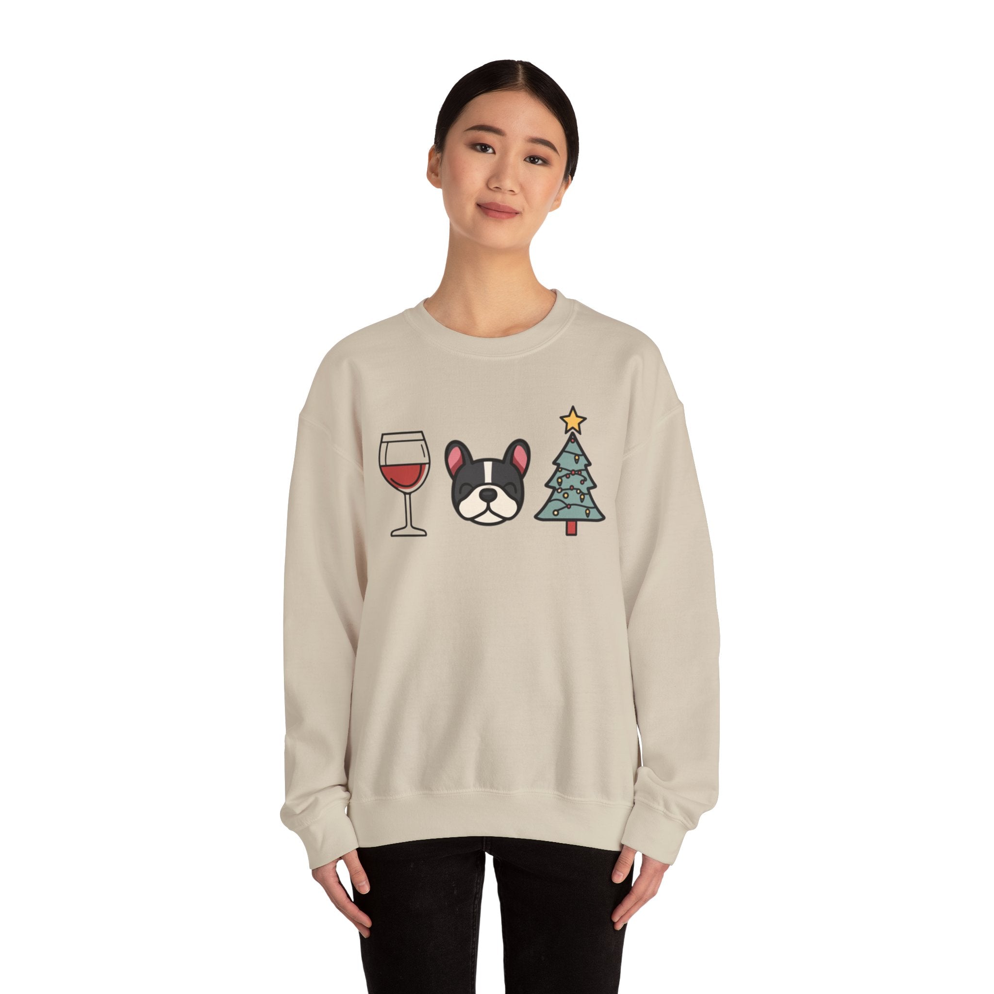"Santa Paws & Merlot Cheer" Christmas Crewneck Sweatshirt - Unisex (French)