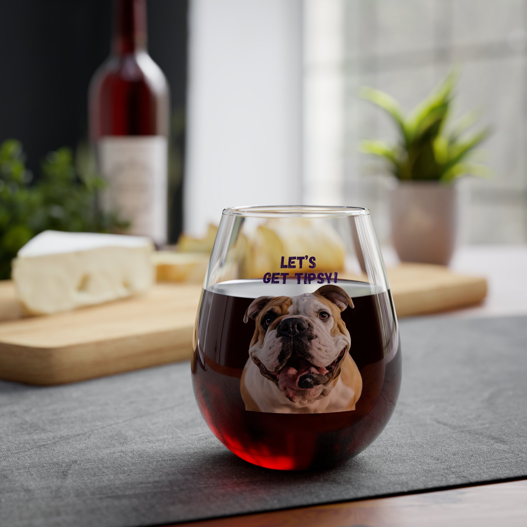 Custom Bulldog Wine Glass - Custom alternate view - English Bulldog mom gift | Tipsy Bully