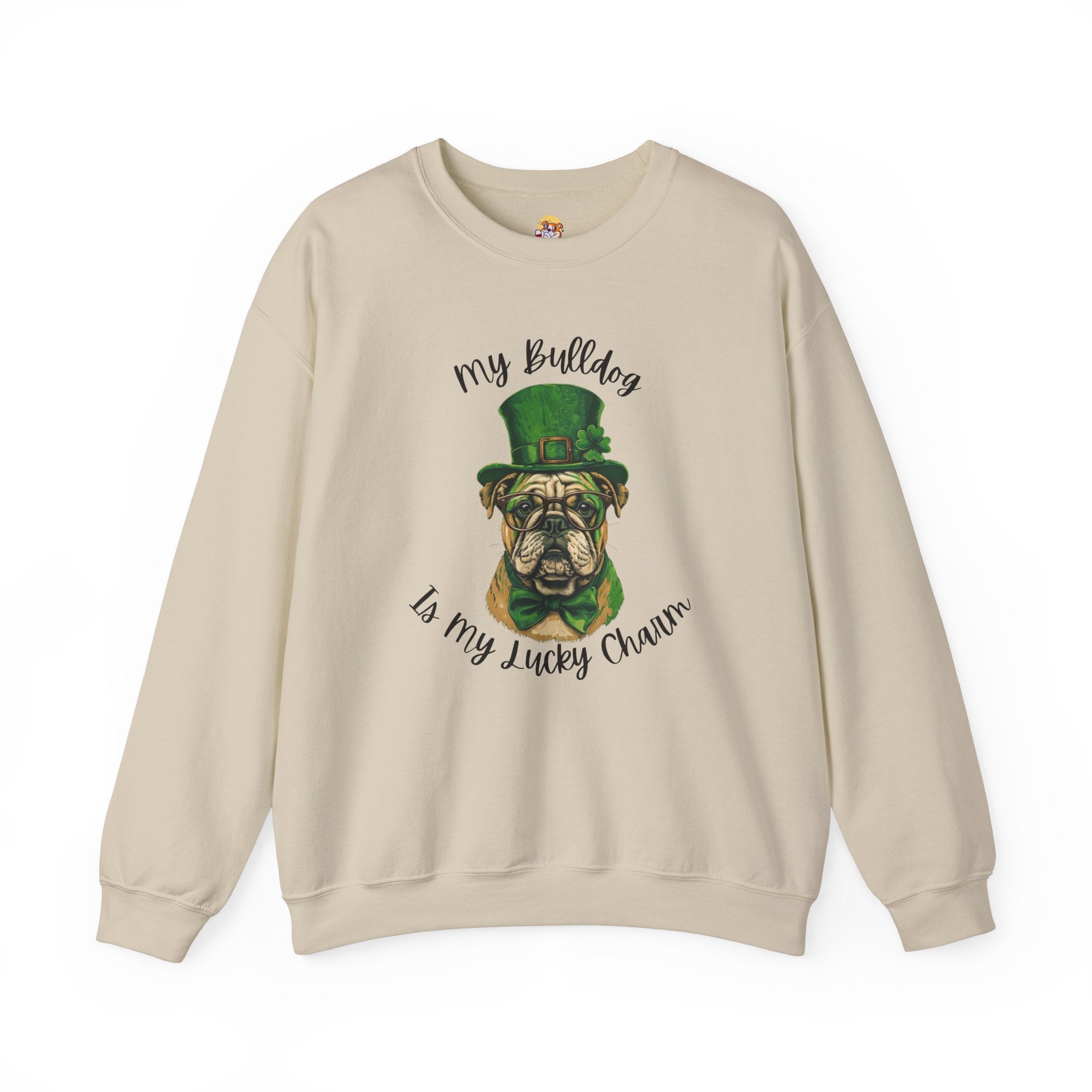 Tipsy Bully St. Patrick's Day Sweatshirt: "My Bulldog is My Lucky Charm (English)