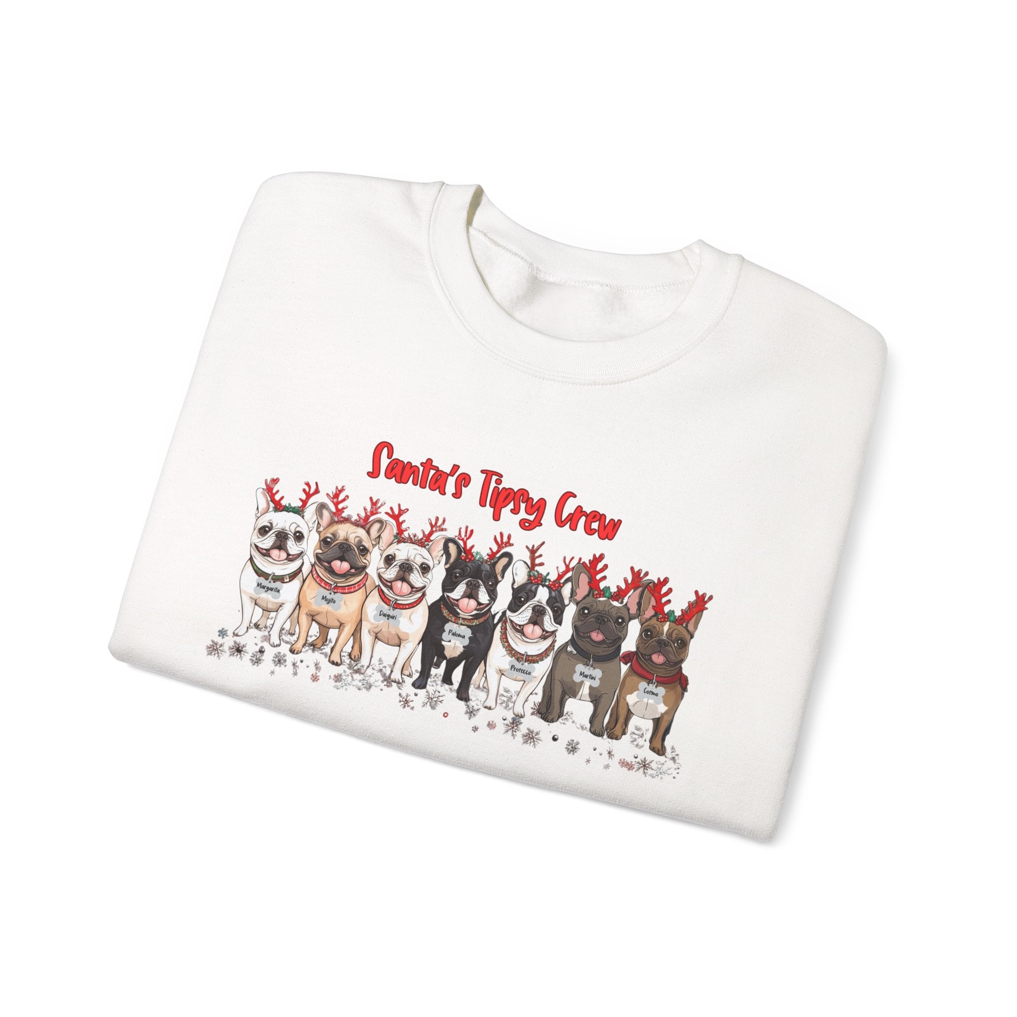 “Santa’s Tipsy Crew” Christmas Crewneck Sweatshirt - Unisex option 12 - French Bulldog mom sweatshirt | Tipsy Bully