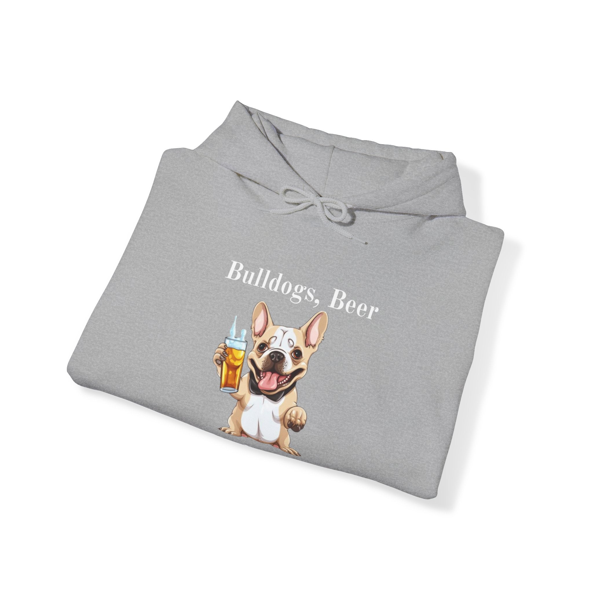 Bulldogs, Beer, and Bad Decisions" Hoodie - Your Go-To Gear for Mischievous Times! (French/Brown)