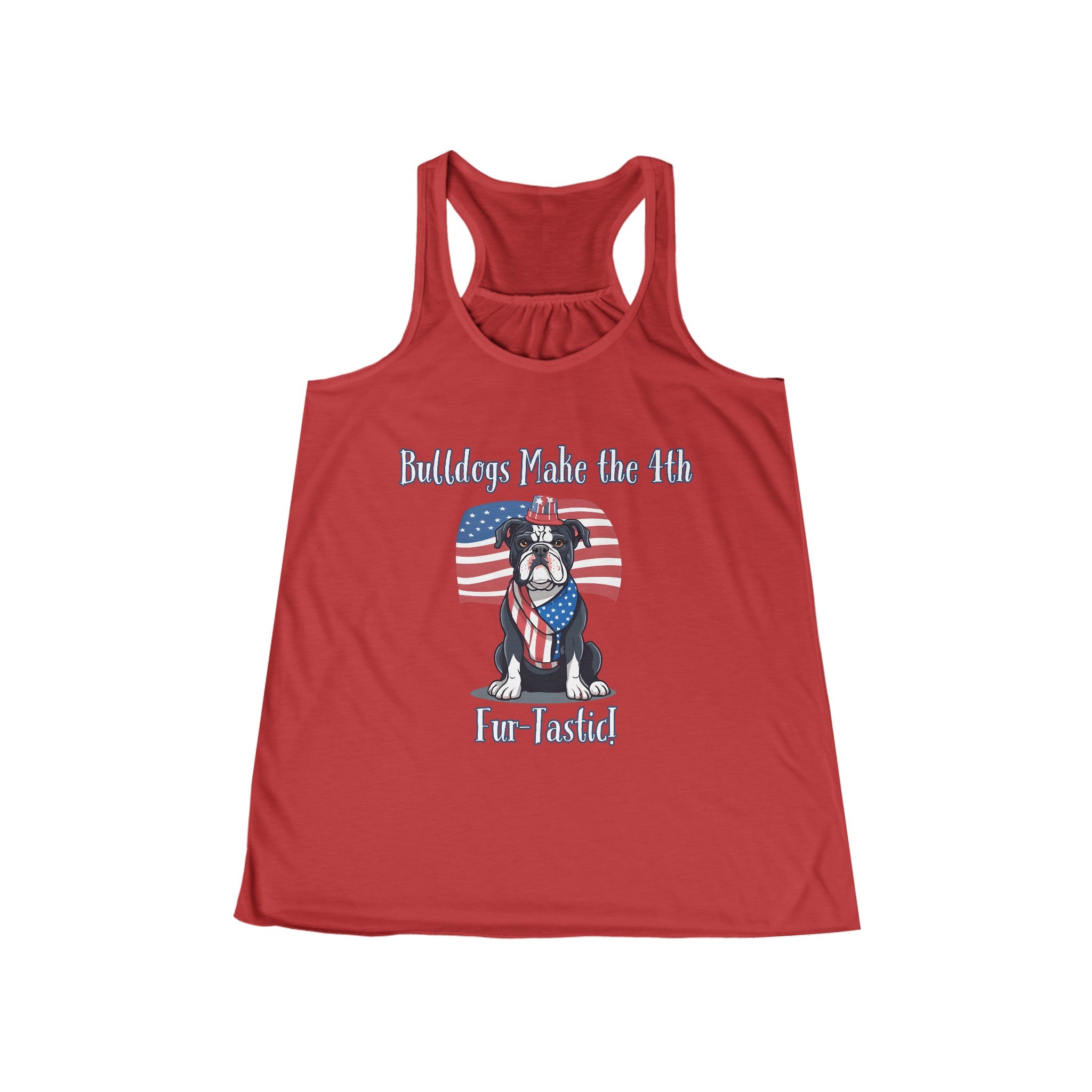 Bulldogs Make the 4th Fur-Tastic Flowy Racerback Tank (Black/English)