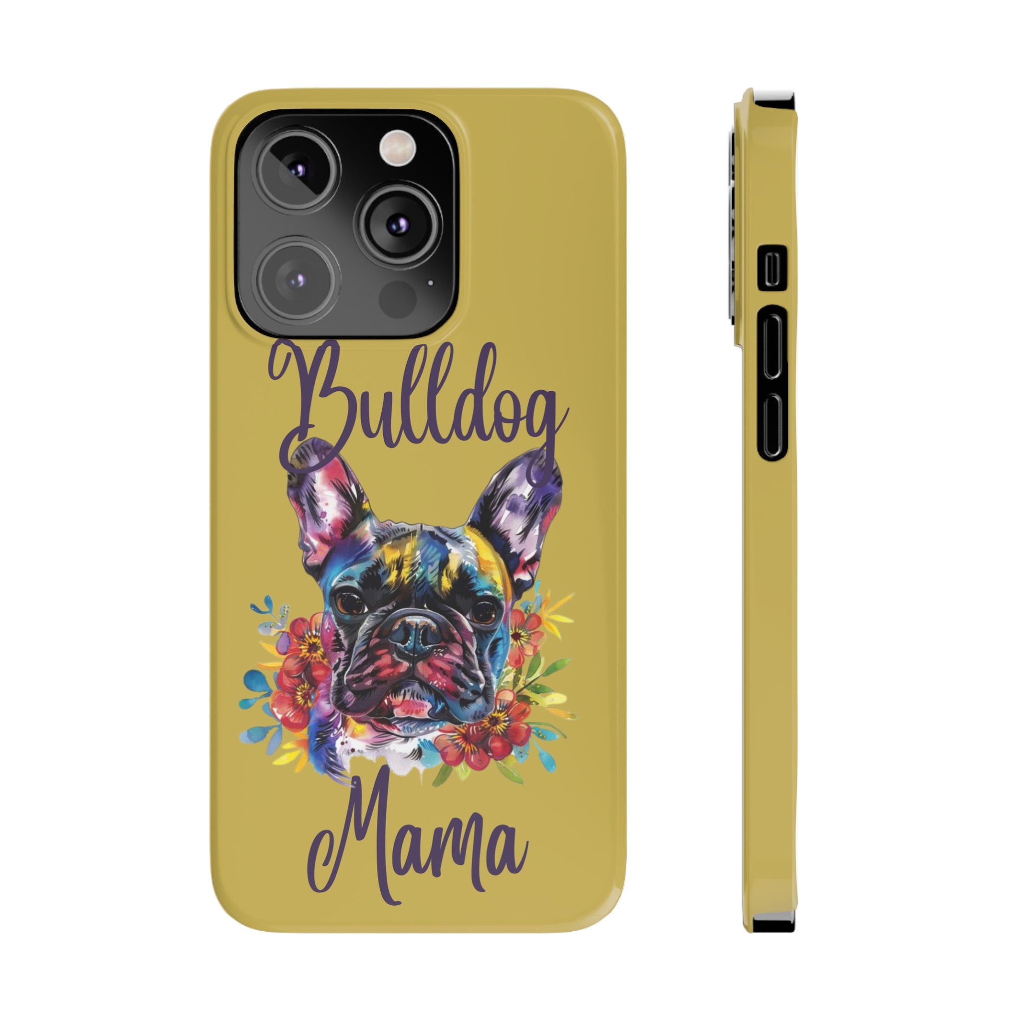 Bulldog Mama iPhone Cases (French/Lime)