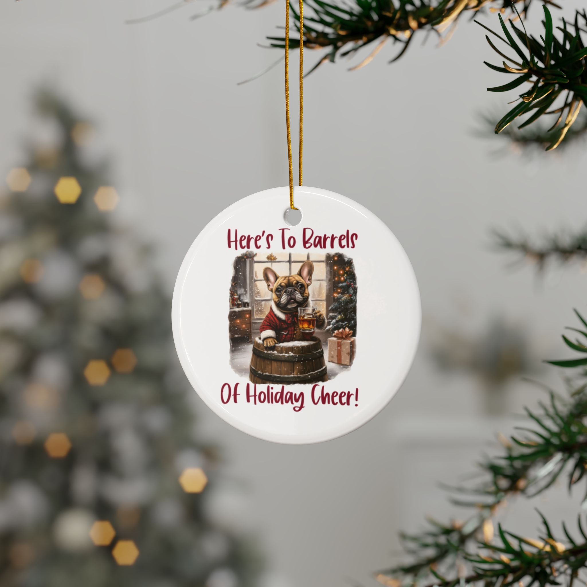 Here's to Barrels of Holiday Cheer Xmas Ornament (1pc, 3pcs, 5pcs, 10pcs/French)