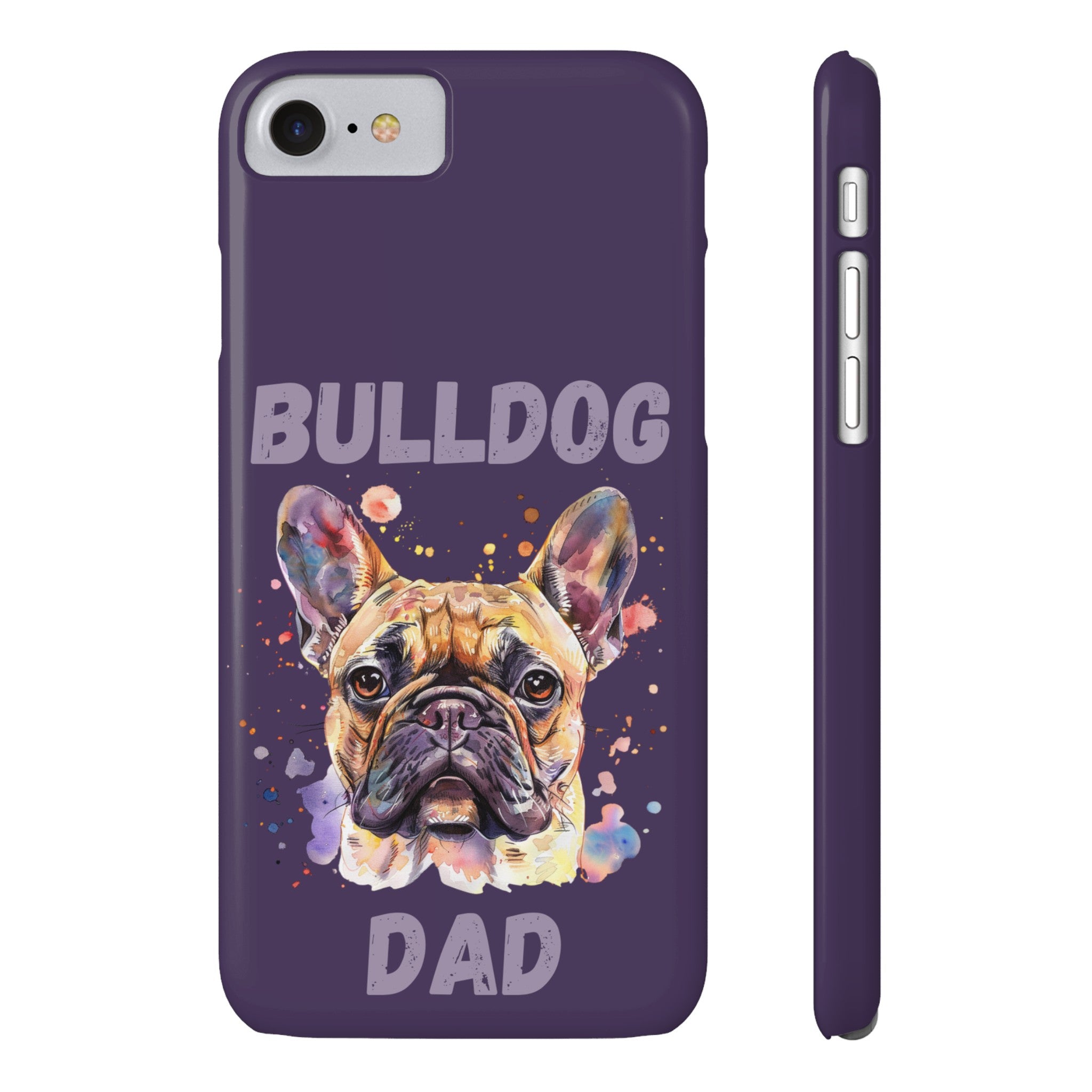 Bulldog Dad iPhone Cases (French/Purple)