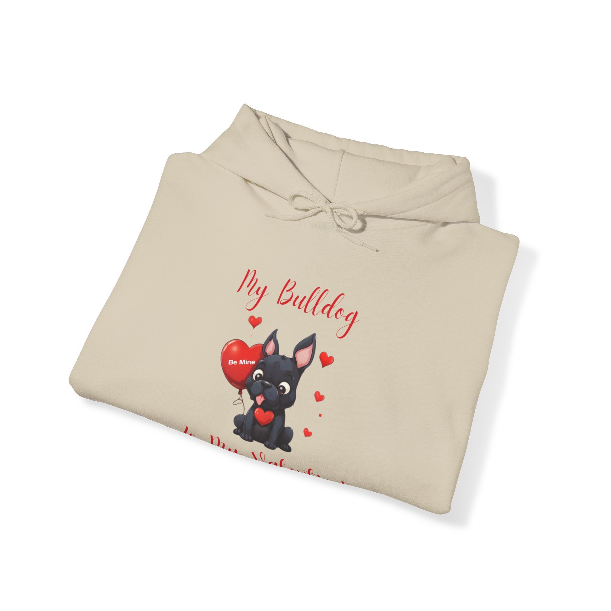 My Bulldog Is My Valentine" - Customizable Bulldog Valentine's Day Hoodie from Tipsy Bully (French/Black)