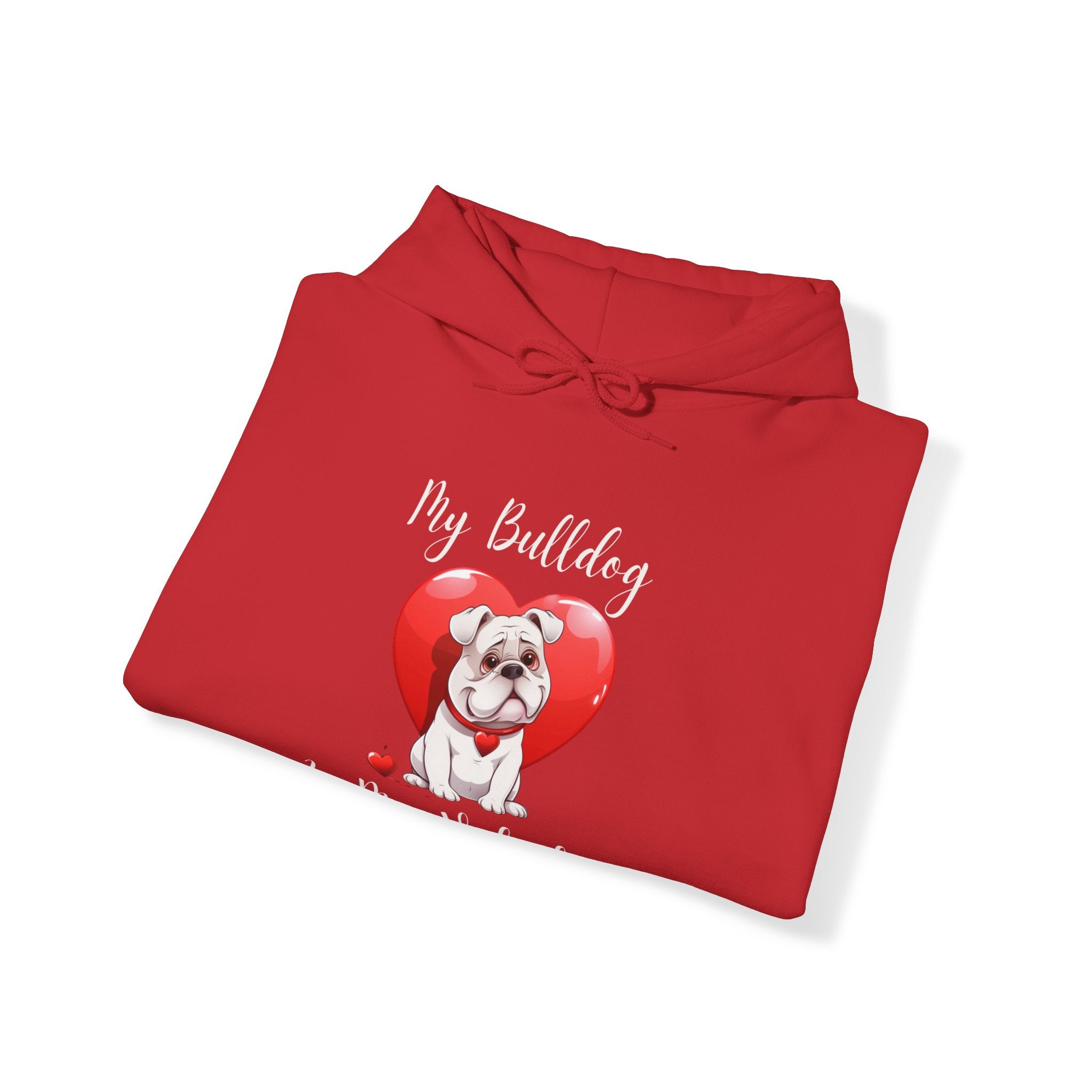 My Bulldog Is My Valentine - Customizable Bulldog Valentine's Day Hoodie from Tipsy Bully (English/White)