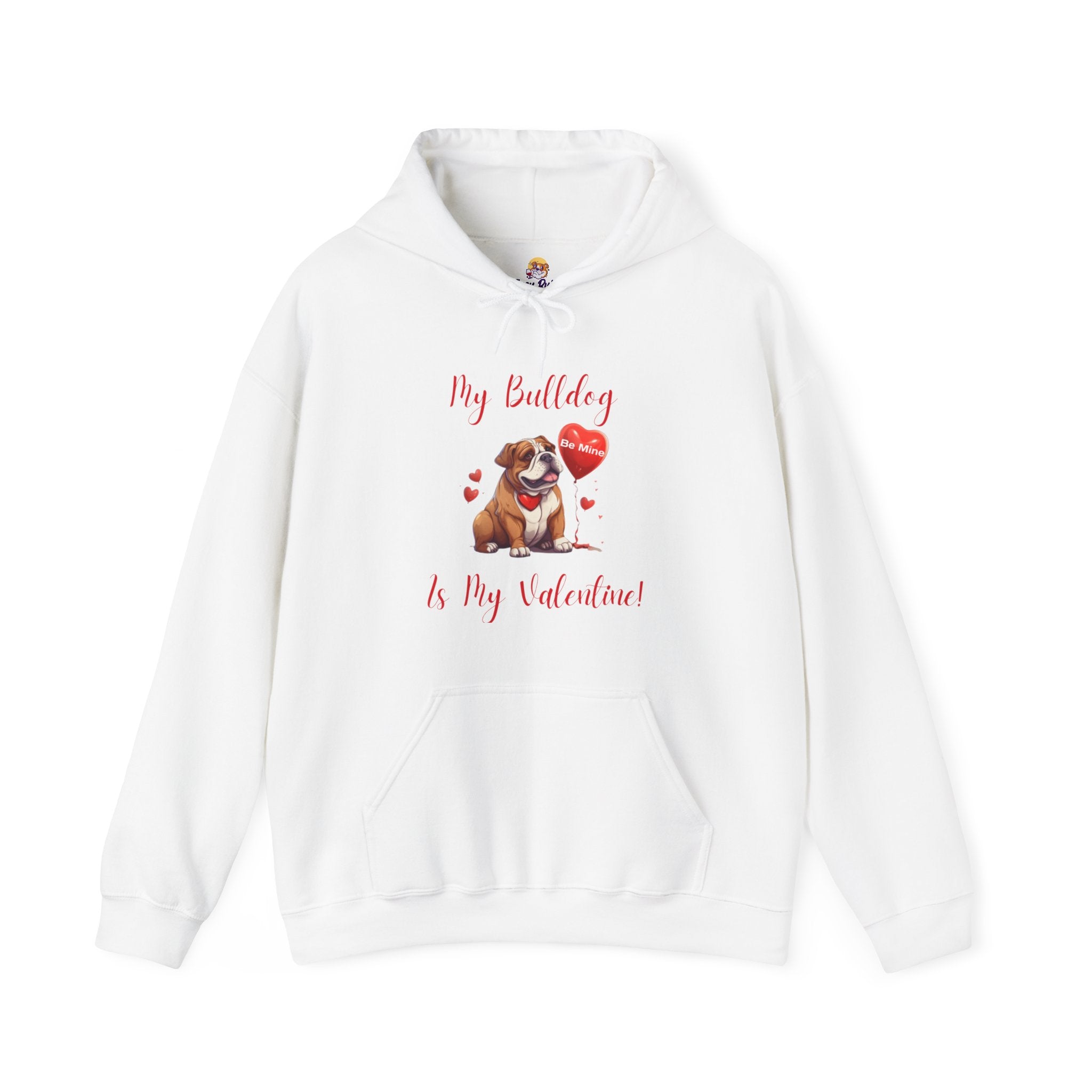 My Bulldog Is My Valentine" - Customizable Bulldog Valentine's Day Hoodie from Tipsy Bully (English/Brown)