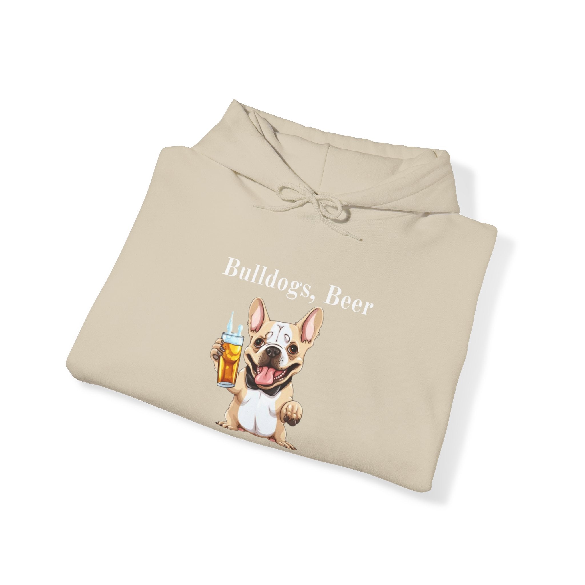 Bulldogs, Beer, and Bad Decisions" Hoodie - Your Go-To Gear for Mischievous Times! (French/Brown)
