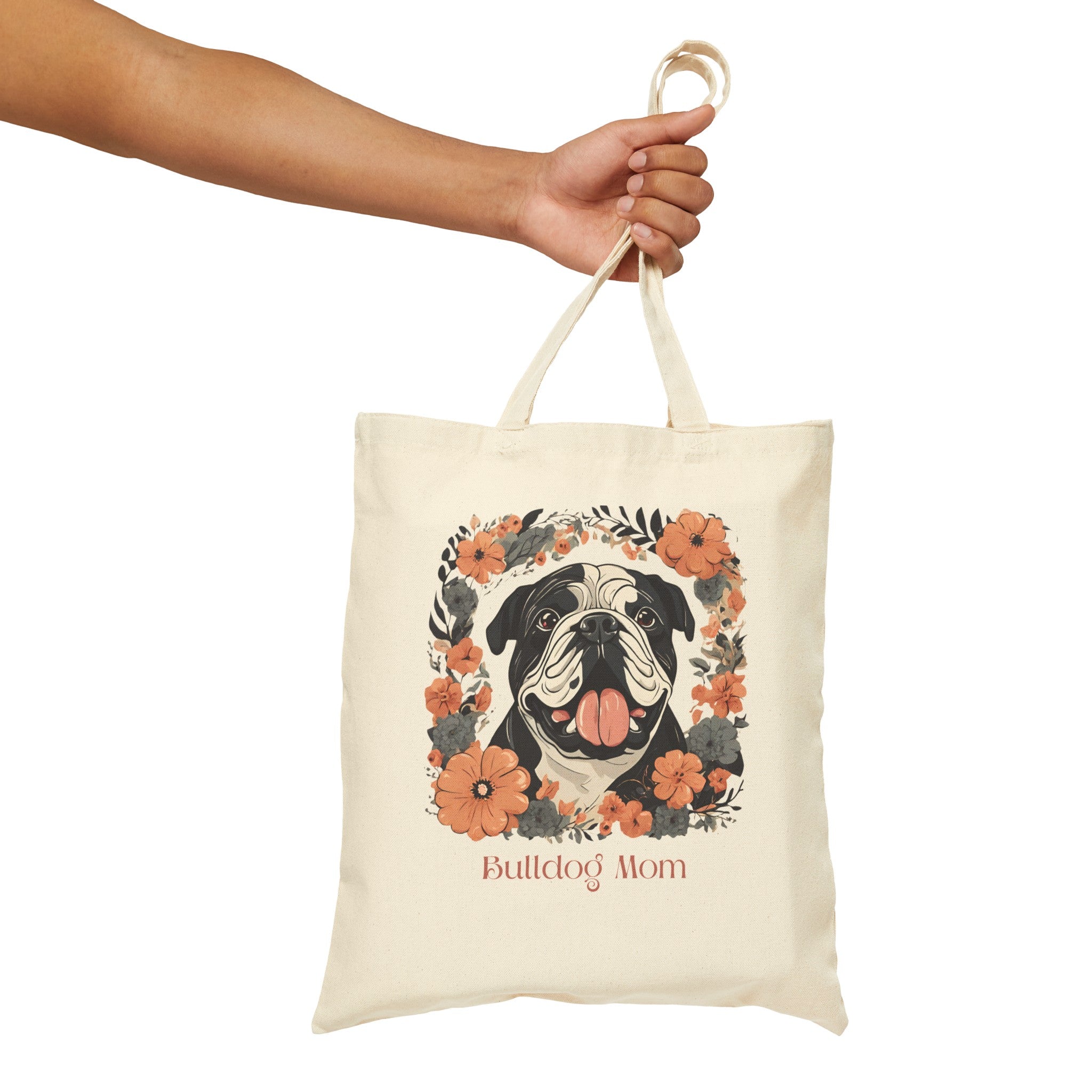 Bulldog Mom Canvas Tote (English/Black)