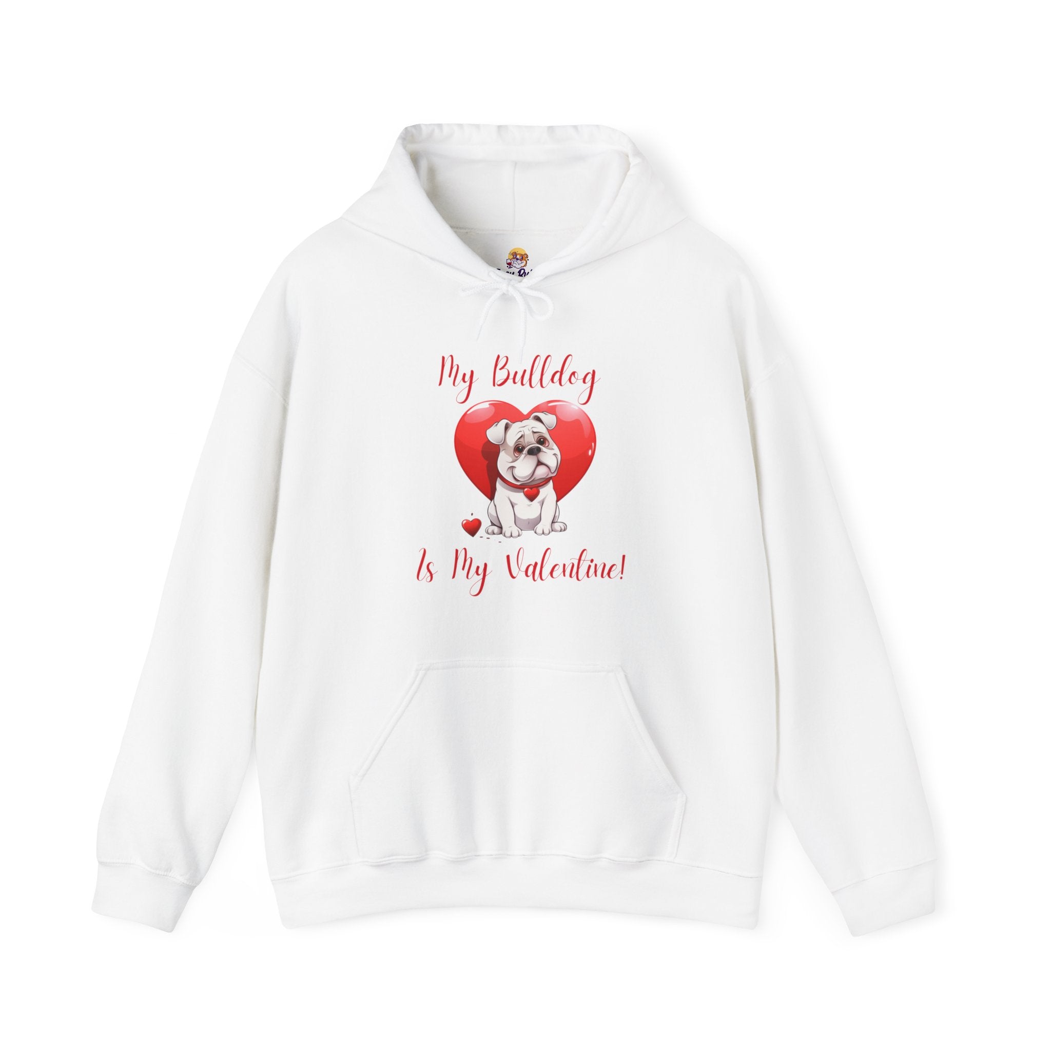 My Bulldog Is My Valentine - Customizable Bulldog Valentine's Day Hoodie from Tipsy Bully (English/White)