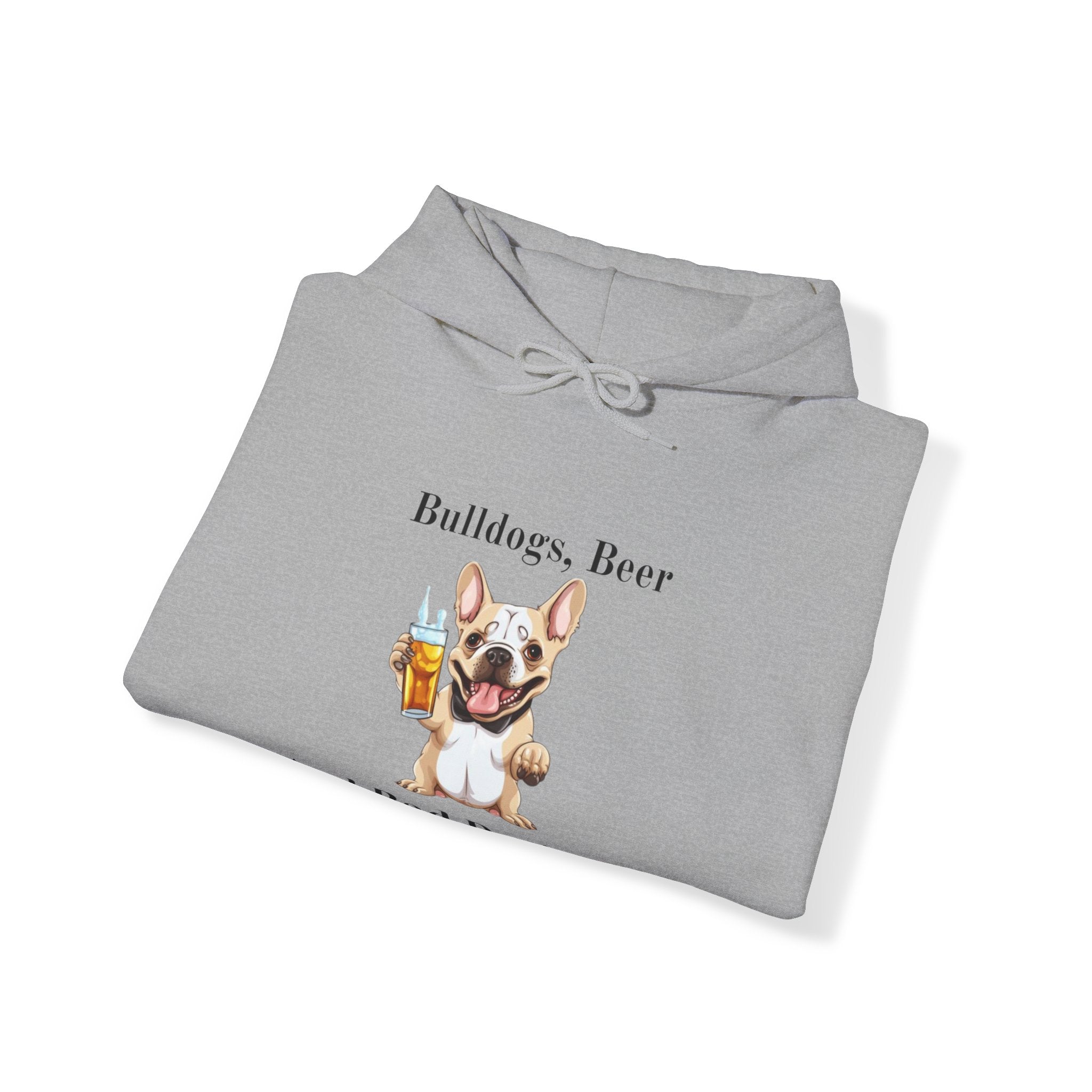 Bulldogs, Beer, and Bad Decisions" Hoodie - Your Go-To Gear for Mischievous Times! (French/White)