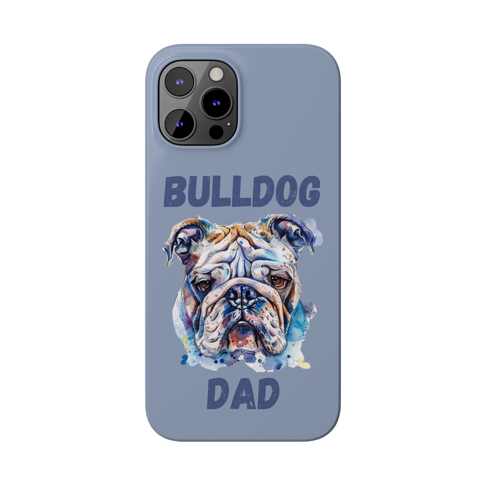 Bulldog Dad iPhone Cases (English/Watercolor)
