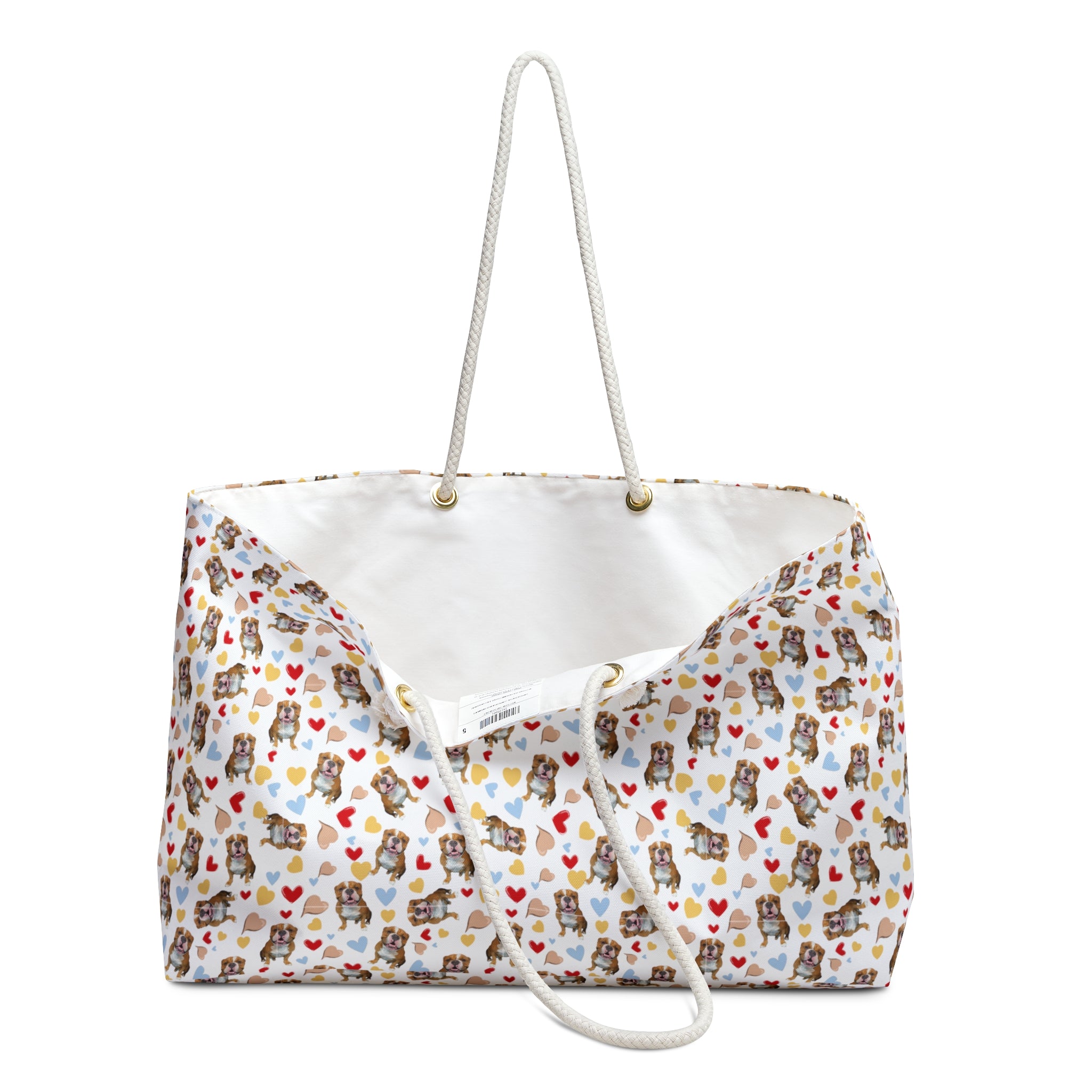 Bulldog Bliss All-Over-Print Weekender Bag detail shot - English Bulldog mom gift | Tipsy Bully