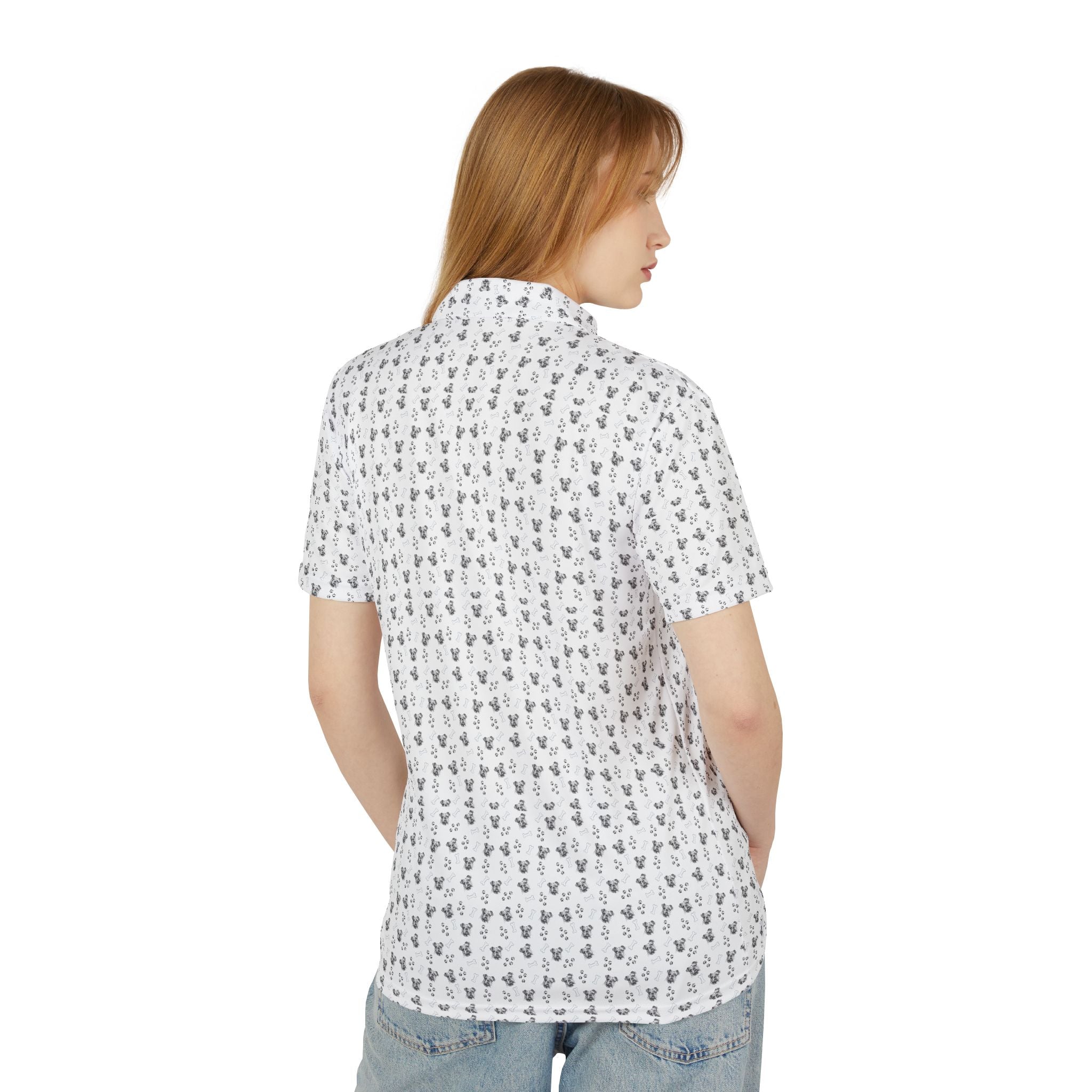 Bulldog Lovers' All-Over Print Unisex Polo detail shot - French Bulldog mom t-shirt | Tipsy Bully