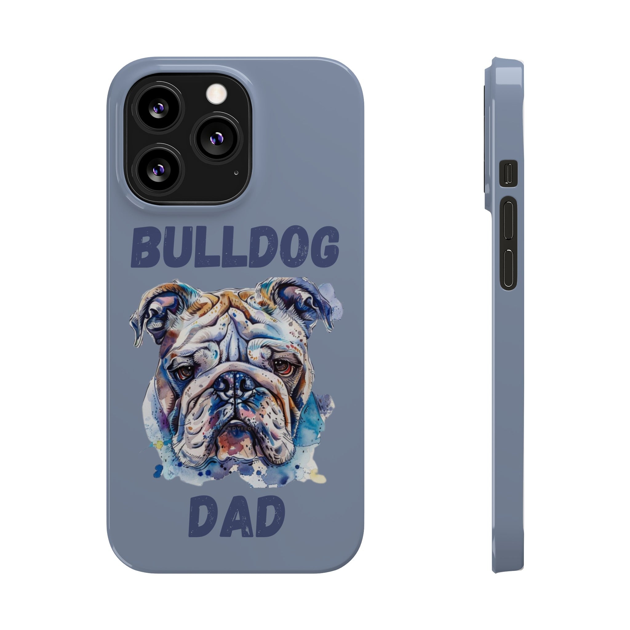 Bulldog Dad iPhone Cases (English/Watercolor)