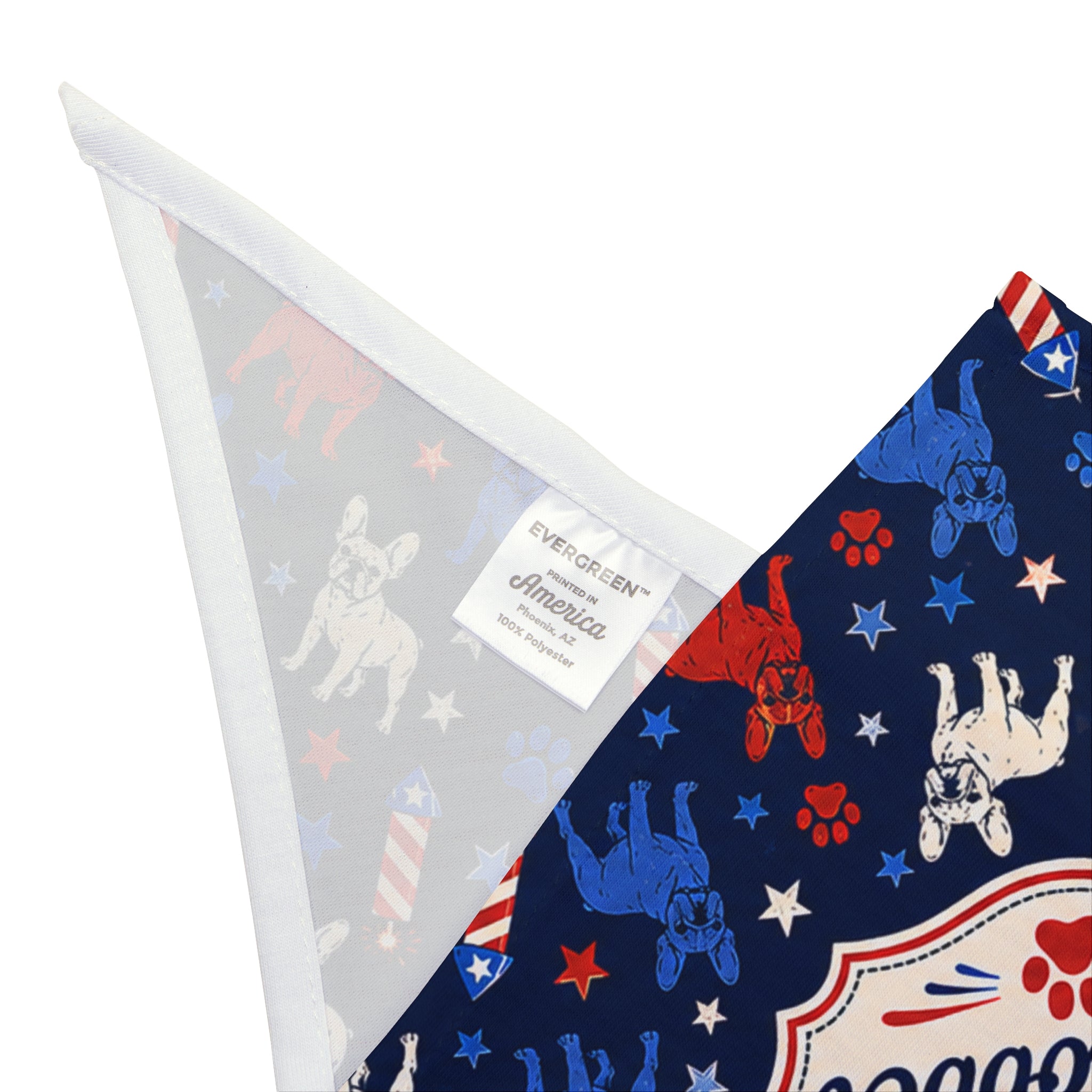 Stars, Stripes and Slobber 4th of July Dog Bandana (French)