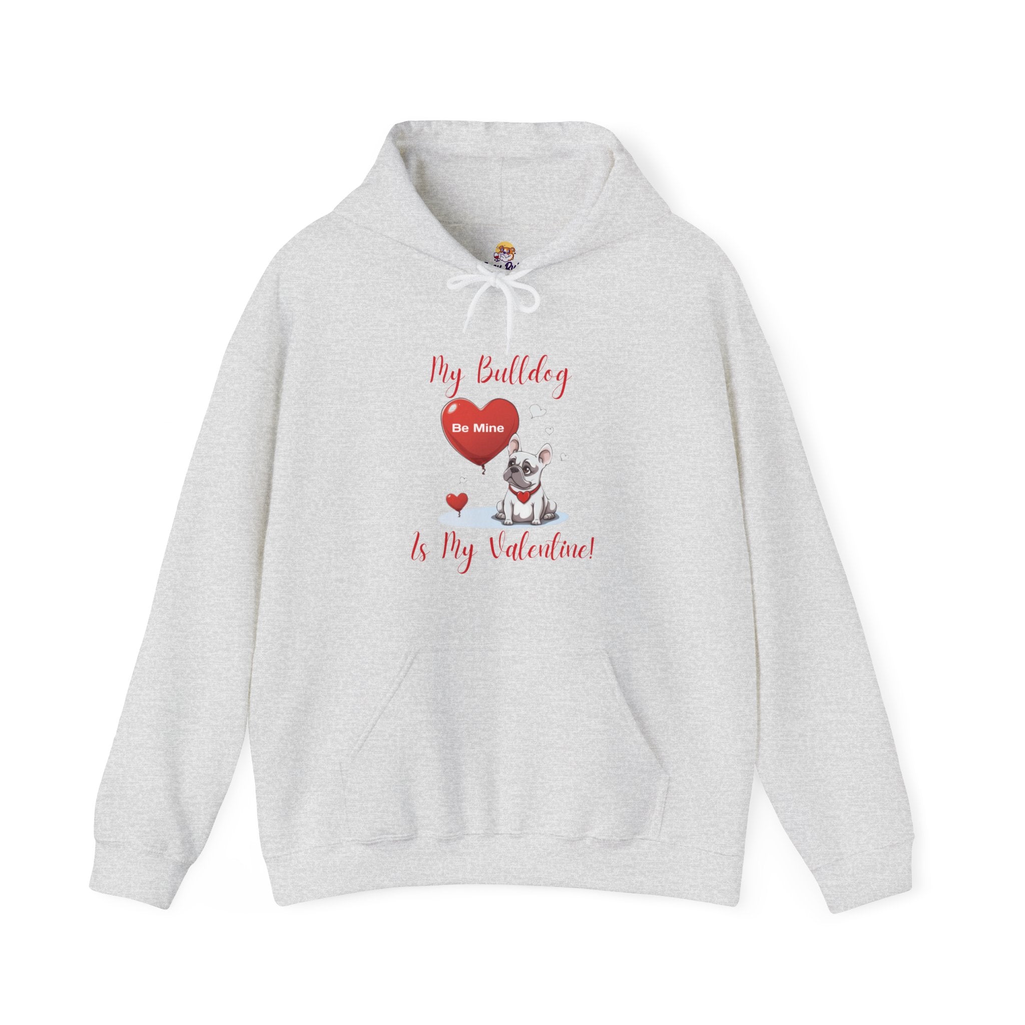 My Bulldog Is My Valentine" - Customizable Bulldog Valentine's Day Hoodie from Tipsy Bully (French/White)