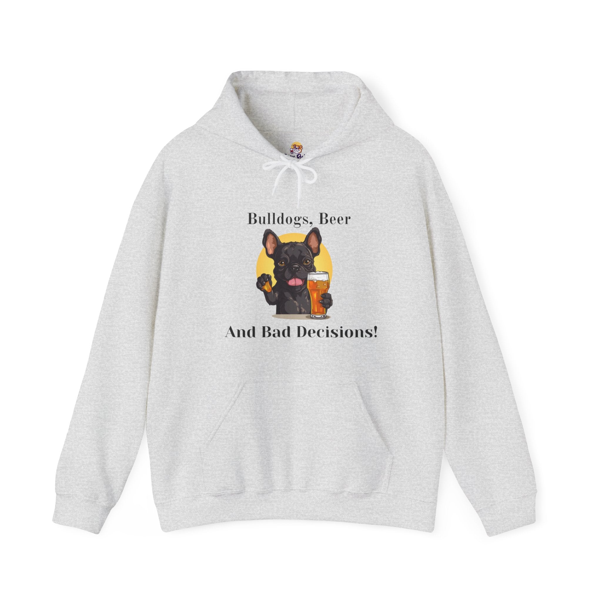 Bulldogs, Beer, and Bad Decisions" Hoodie - Your Go-To Gear for Mischievous Times! (French/Black)