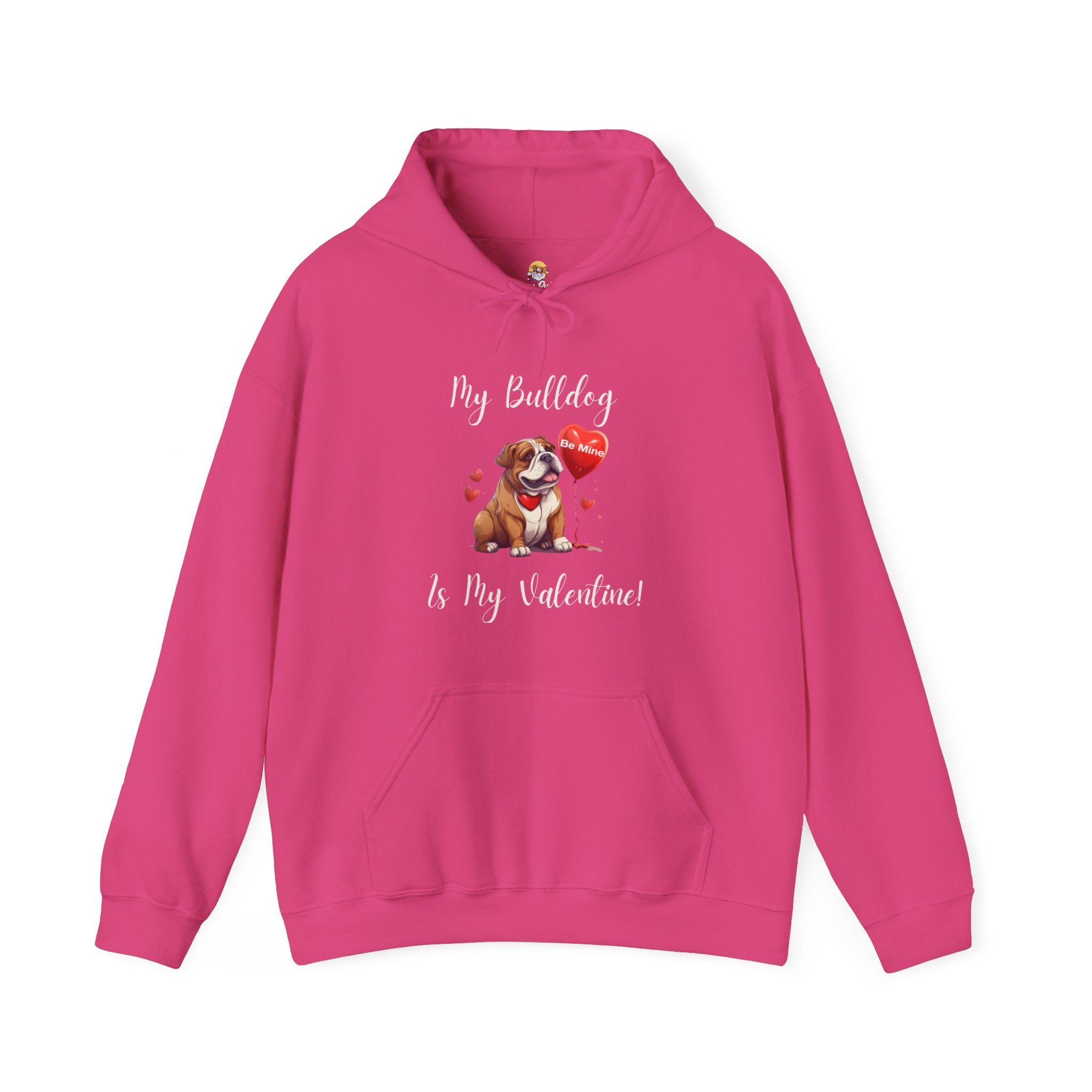 My Bulldog Is My Valentine" - Customizable Bulldog Valentine's Day Hoodie from Tipsy Bully (English/Brown)