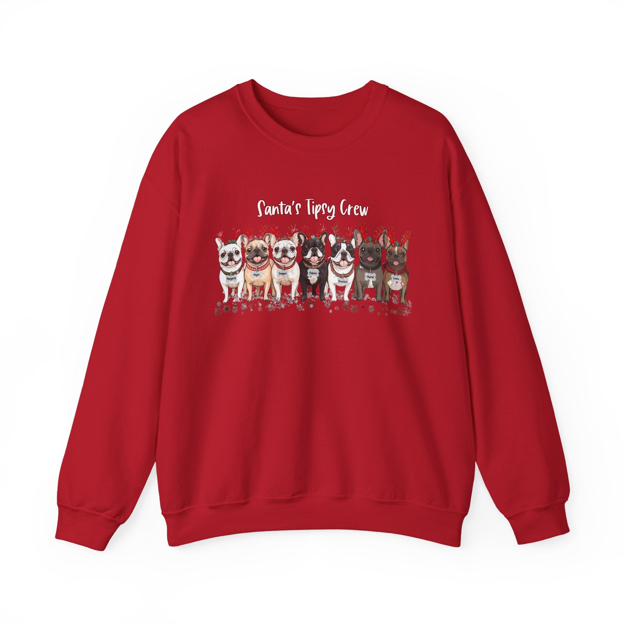 “Santa’s Tipsy Crew” Christmas Crewneck Sweatshirt - Unisex size chart - French Bulldog mom sweatshirt | Tipsy Bully