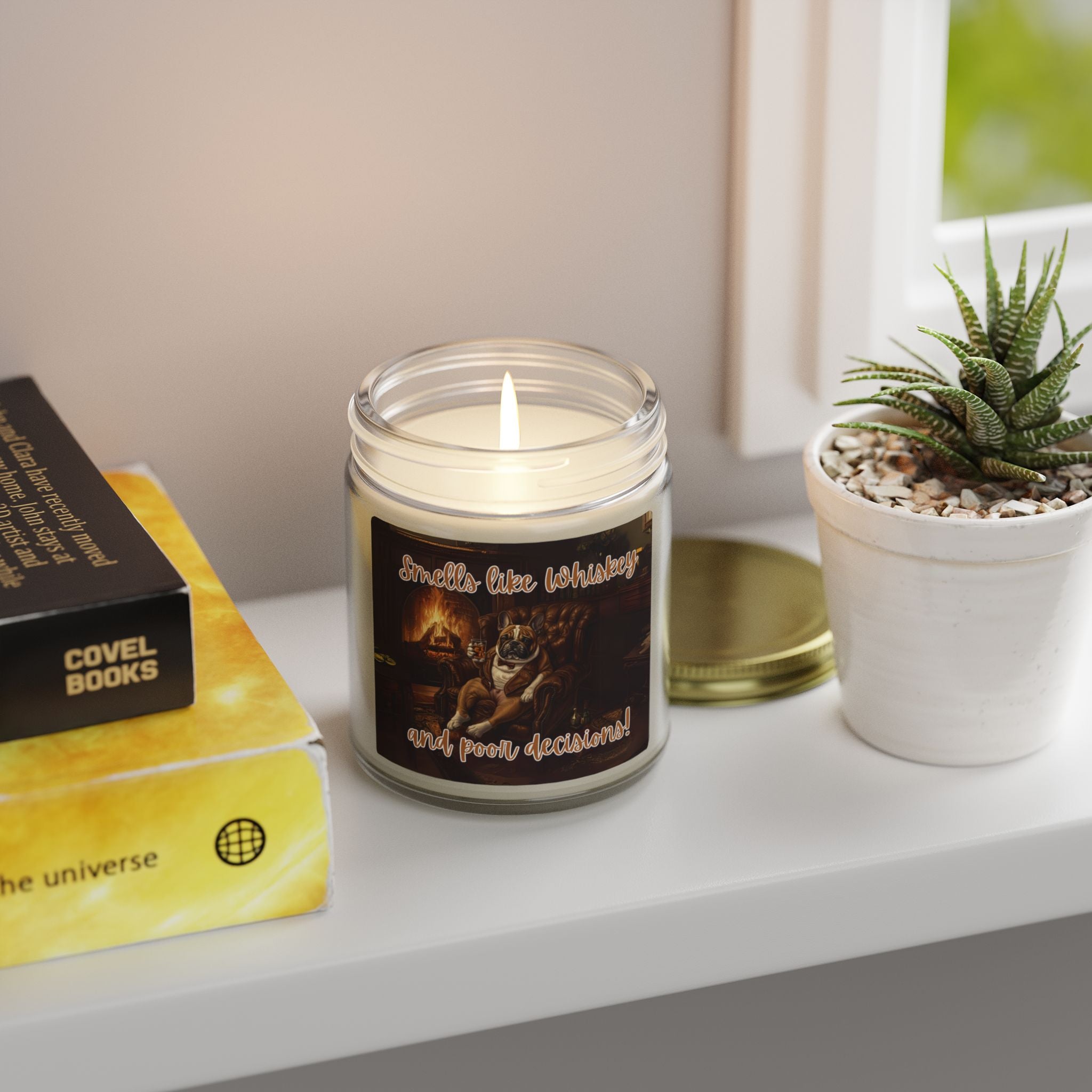 Tipsy Bully Scented Candle back view - French Bulldog mom home decor | Tipsy Bully